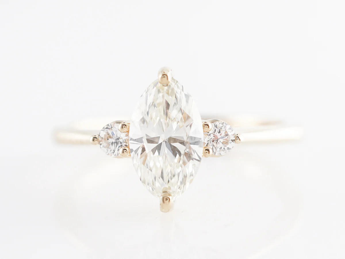 Solitaire Marquise Cut Diamond Engagement Ring in Yellow Gold