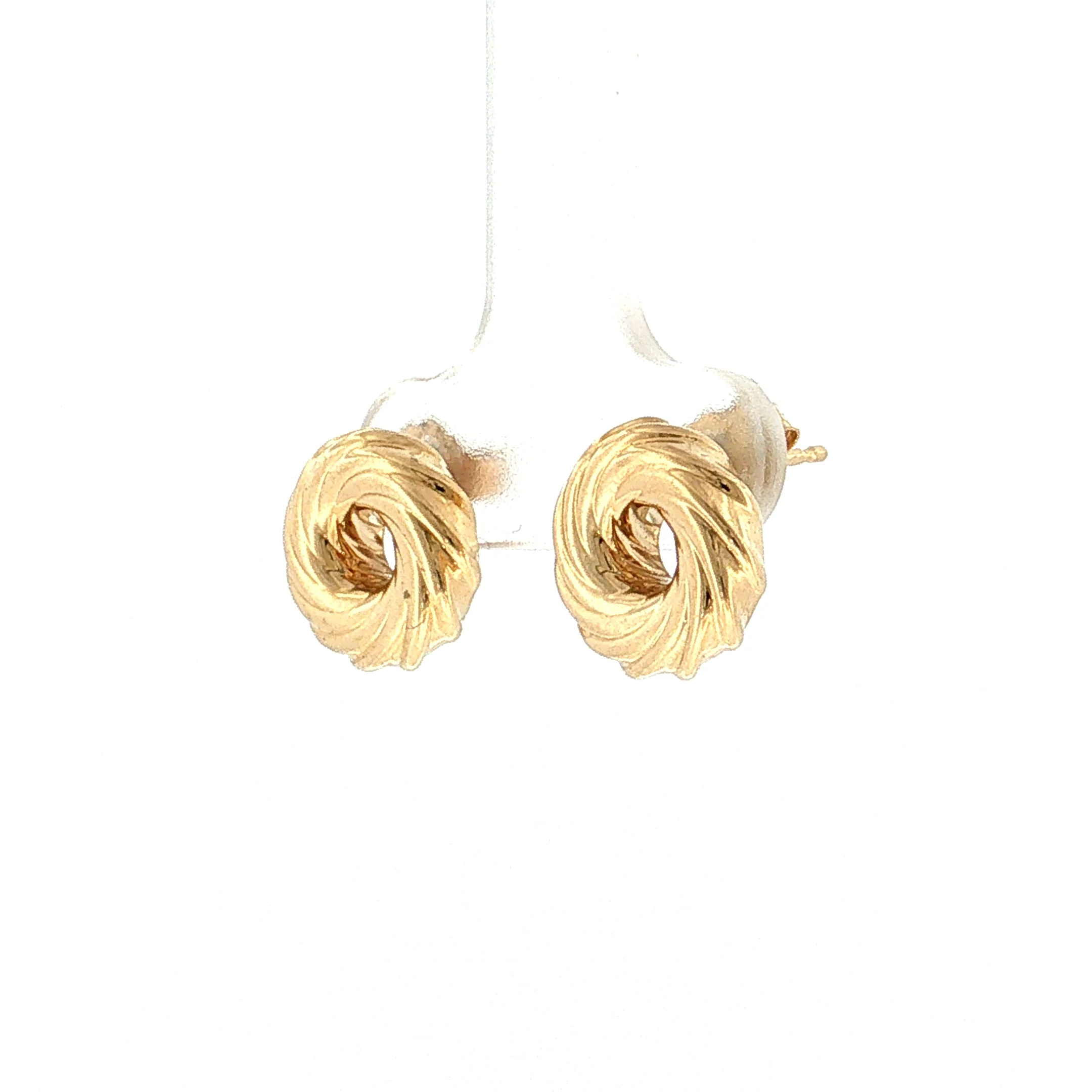 Spiral Circle Stud Earrings 14k Yellow Gold - Image 2