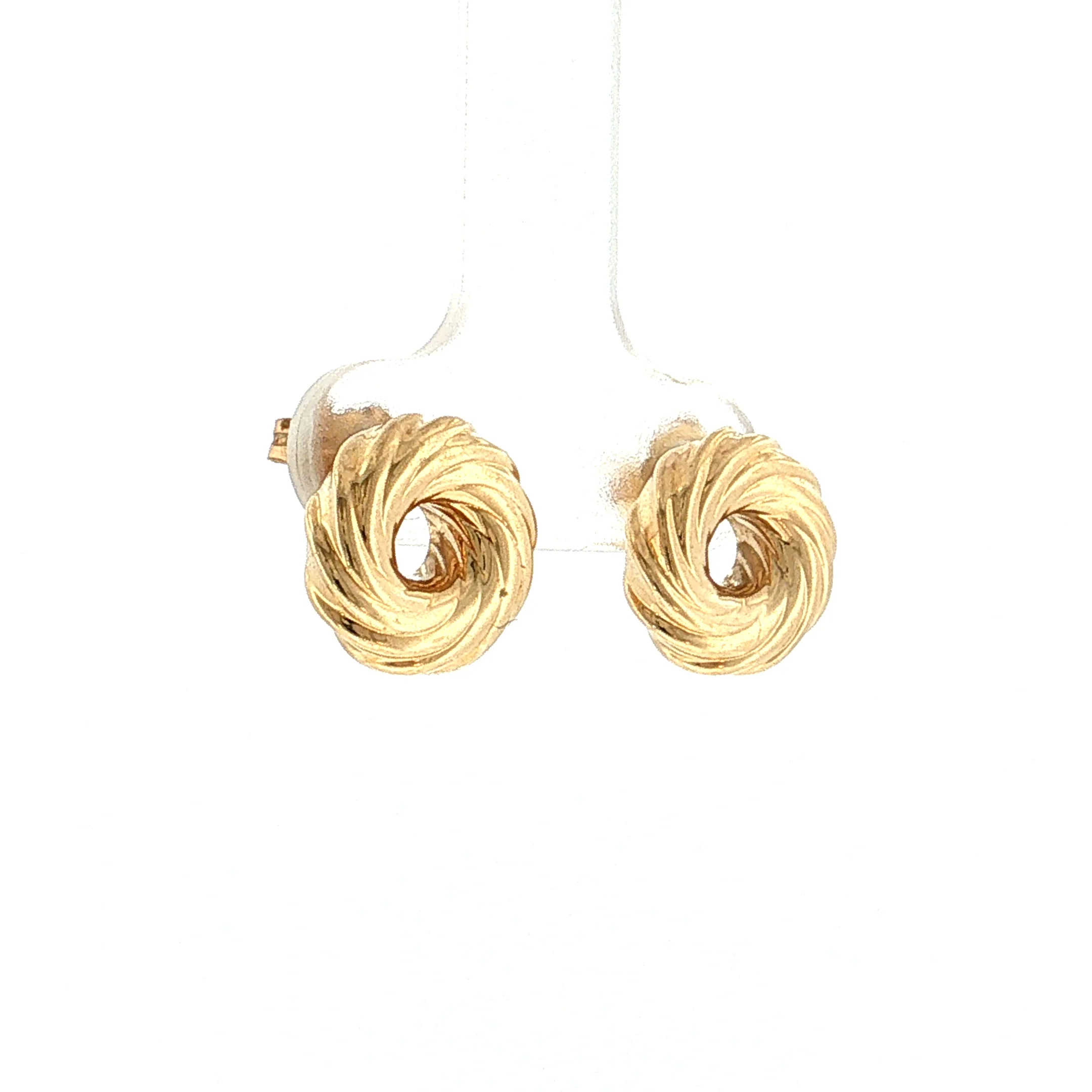 Spiral Circle Stud Earrings 14k Yellow Gold - Image 3