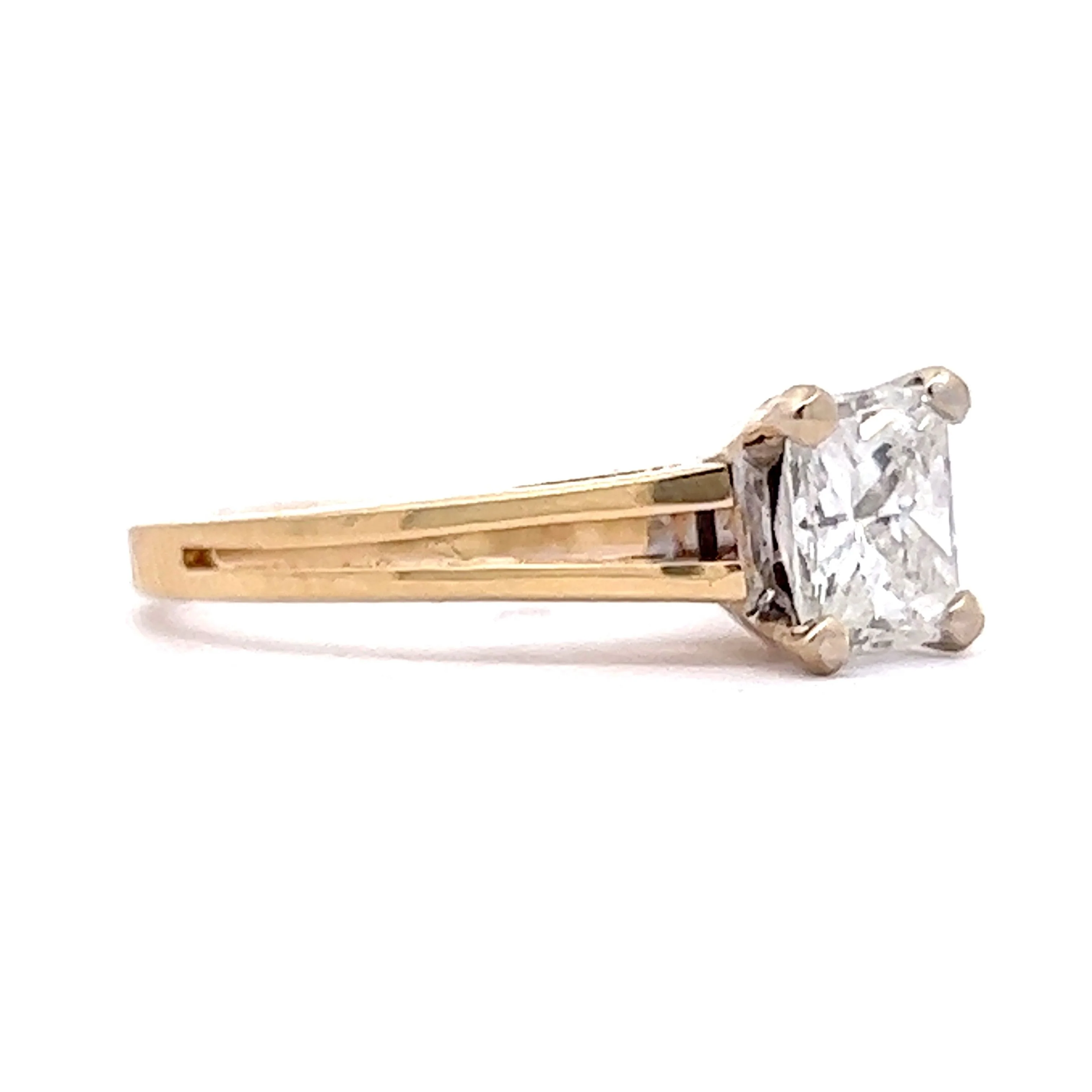 Split Shank Princess Cut Diamond Engagement Ring in 14k Yellow Gold - Image 3
