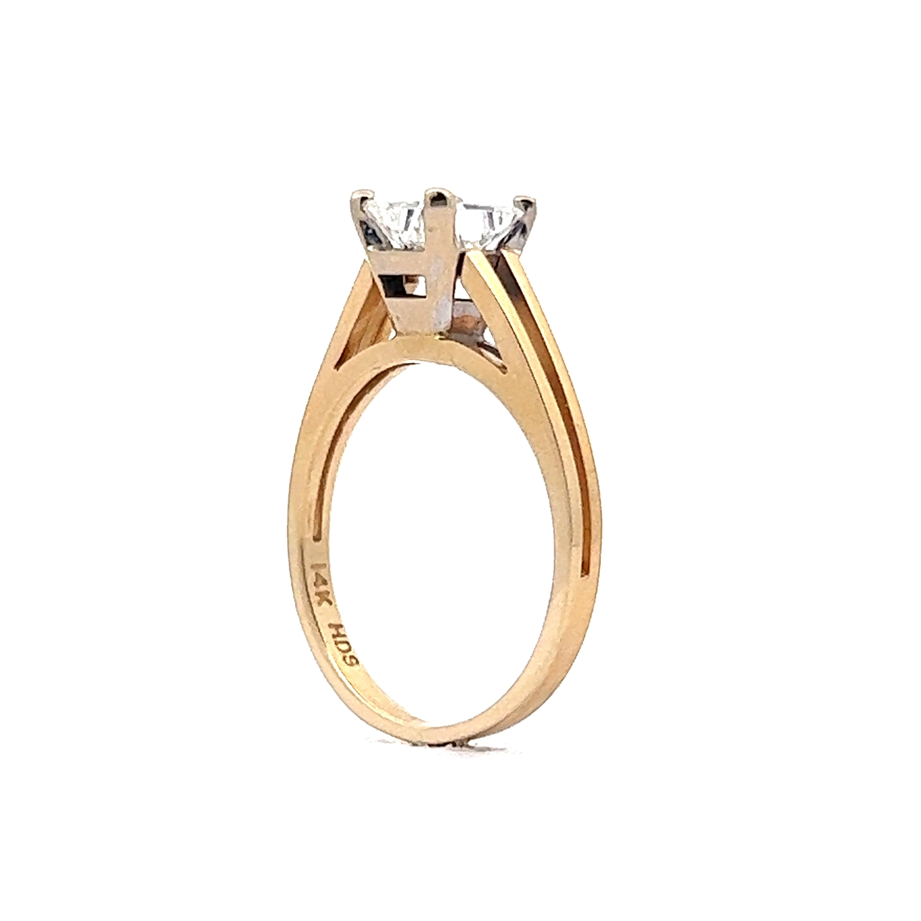Split Shank Princess Cut Diamond Engagement Ring in 14k Yellow Gold - Image 5