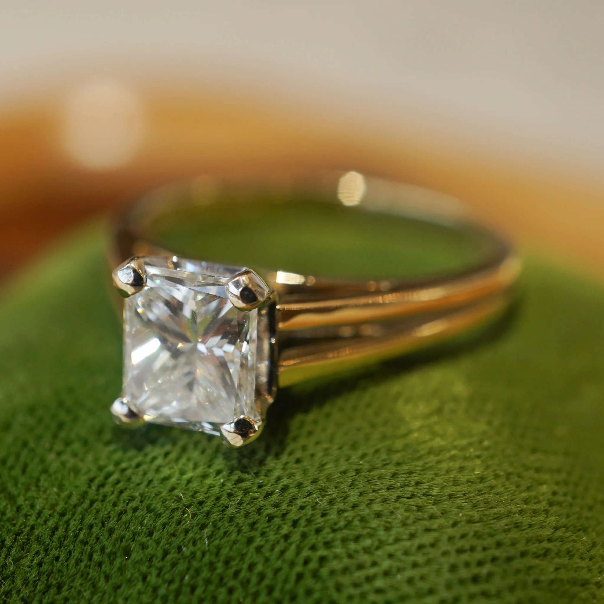 Split Shank Princess Cut Diamond Engagement Ring in 14k Yellow Gold - Image 6