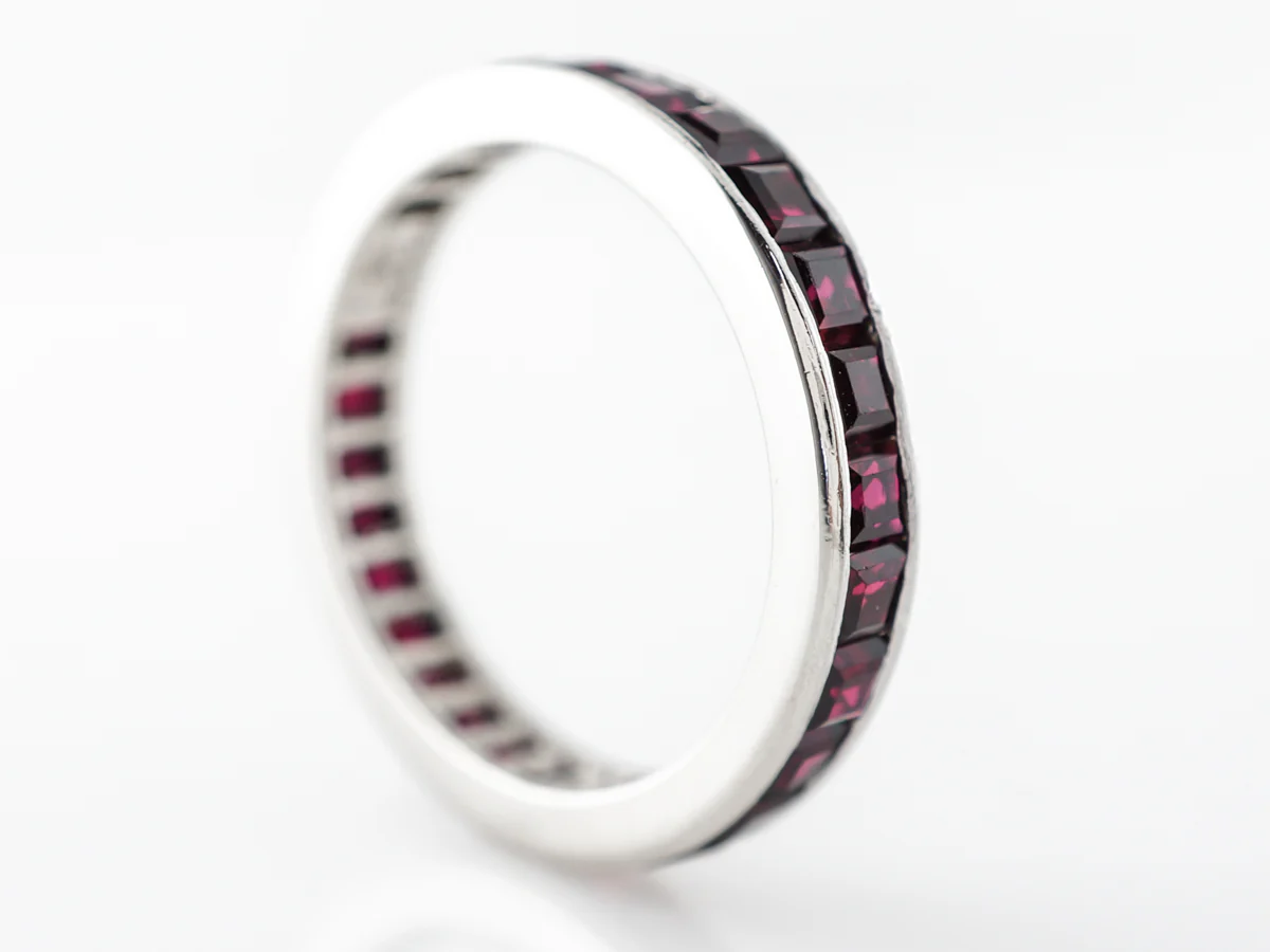 Square Cut Ruby Eternity Band in Platinum - Image 3