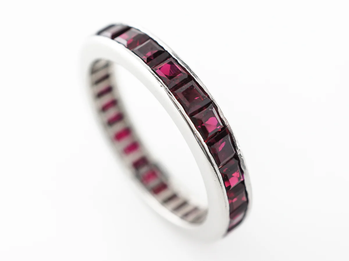 Square Cut Ruby Eternity Band in Platinum - Image 4