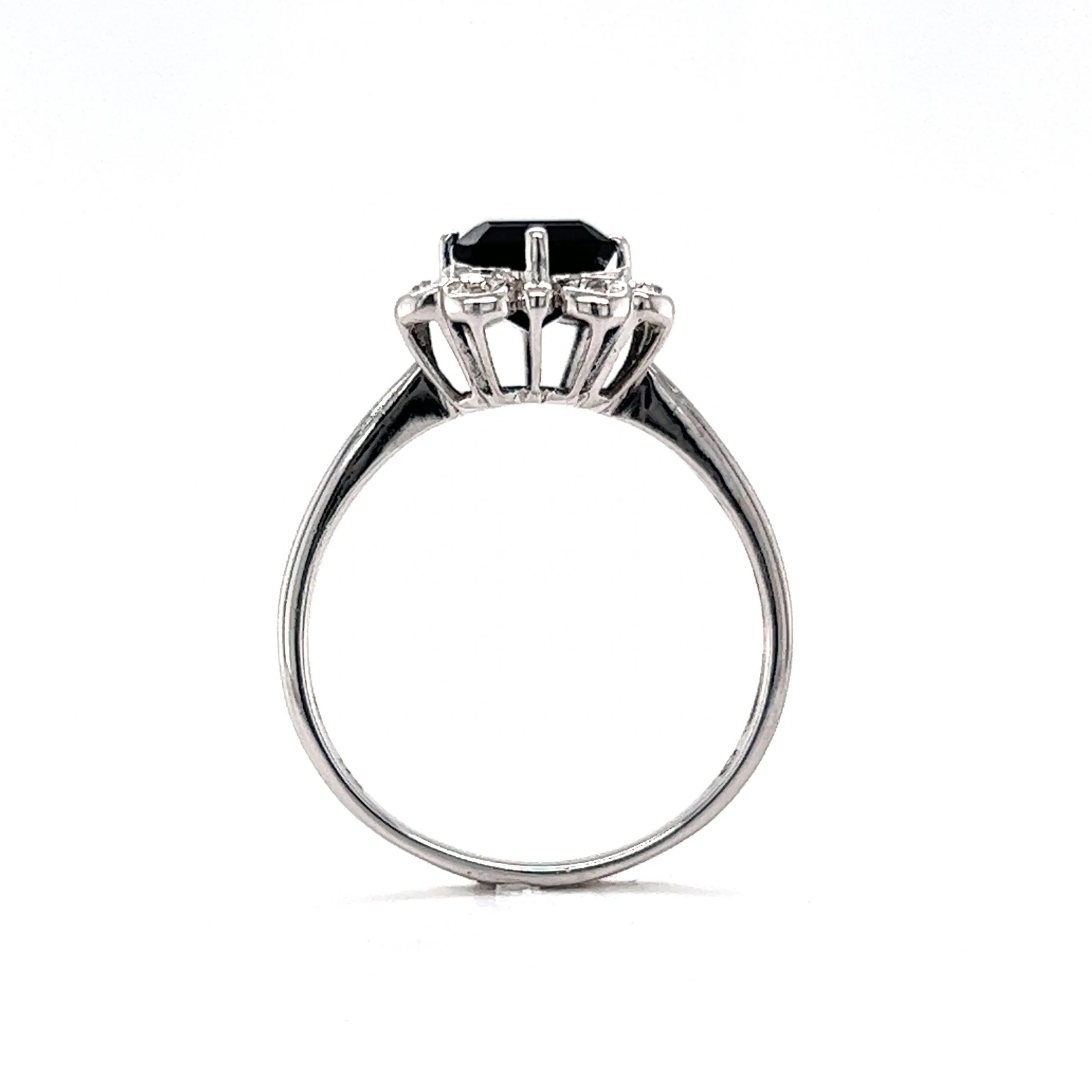 Square Cut Tourmaline & Diamond Cocktail Ring in 14k White Gold - Image 4