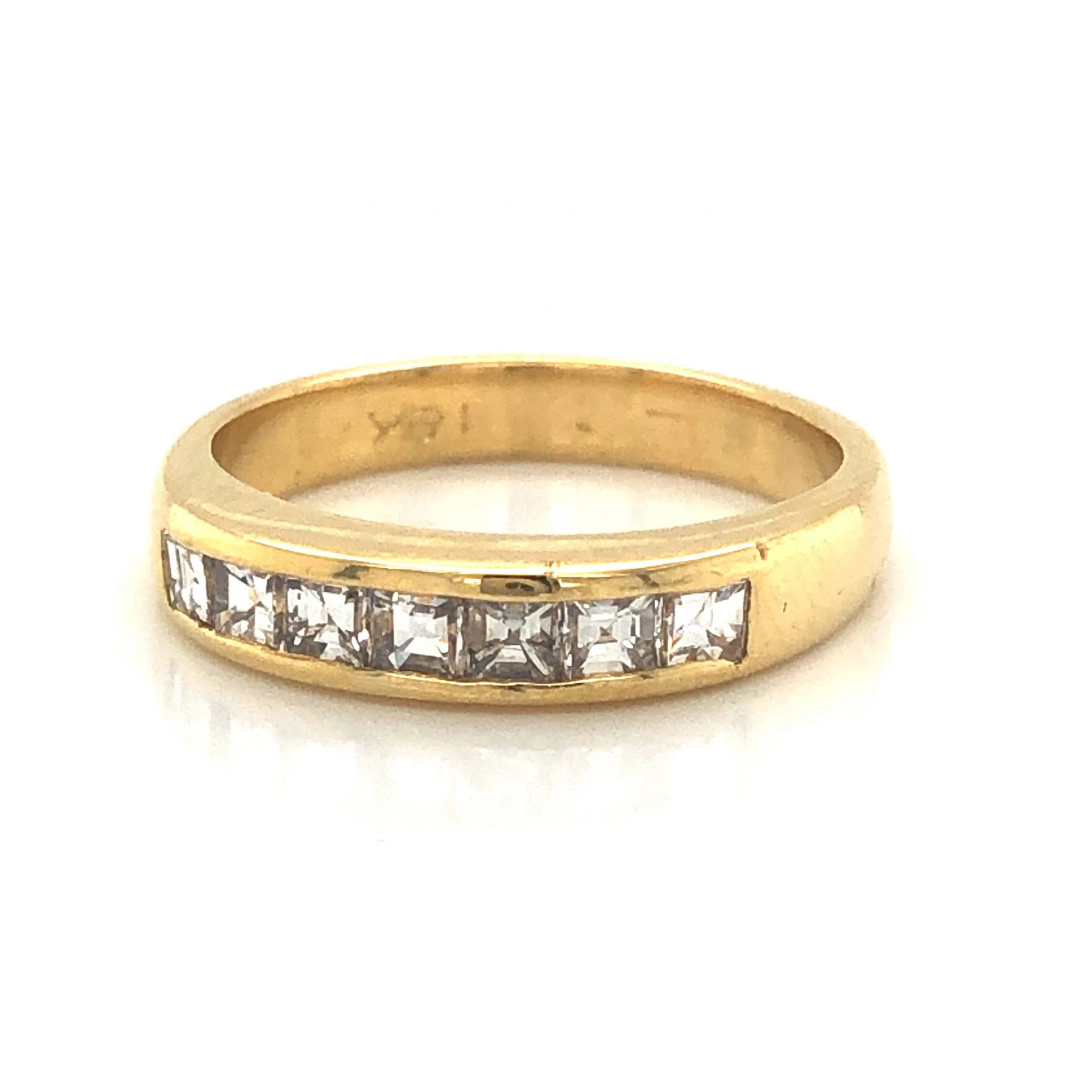 Square Step Cut Diamond Wedding Band in 18k Yellow Gold - Image 2