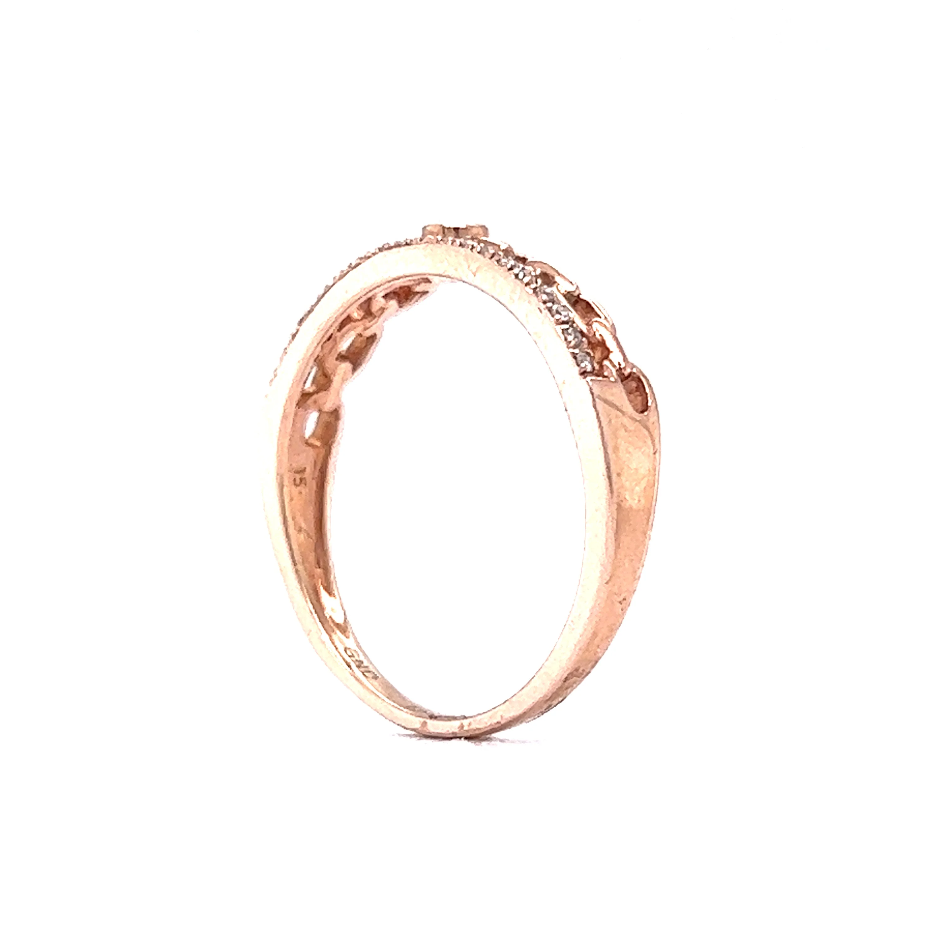 Stacked Diamond Chain Ring in 14k Rose Gold - Image 5