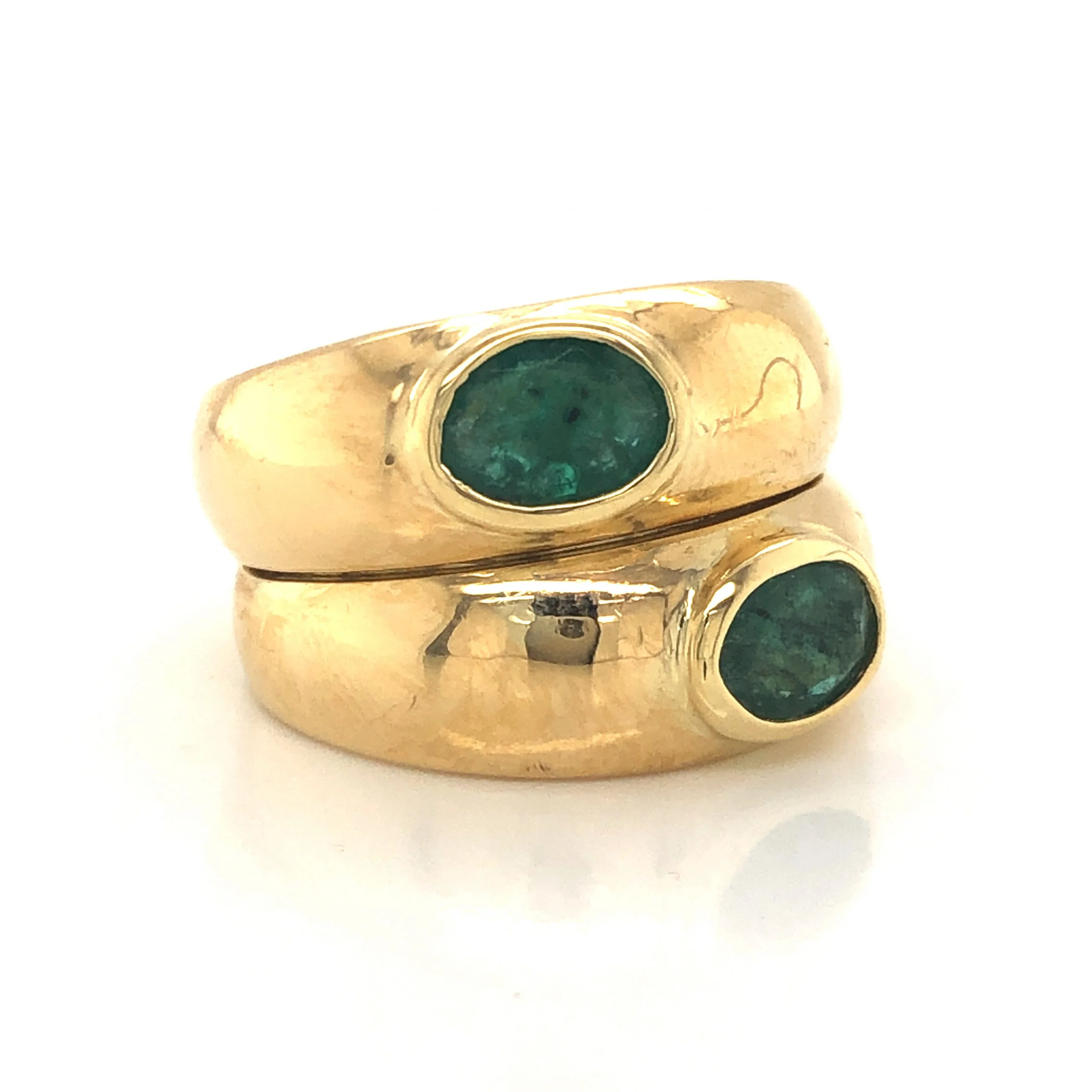 Stacked Oval Cut Emerald Cocktail Ring in 18k Yellow Gold - Image 3