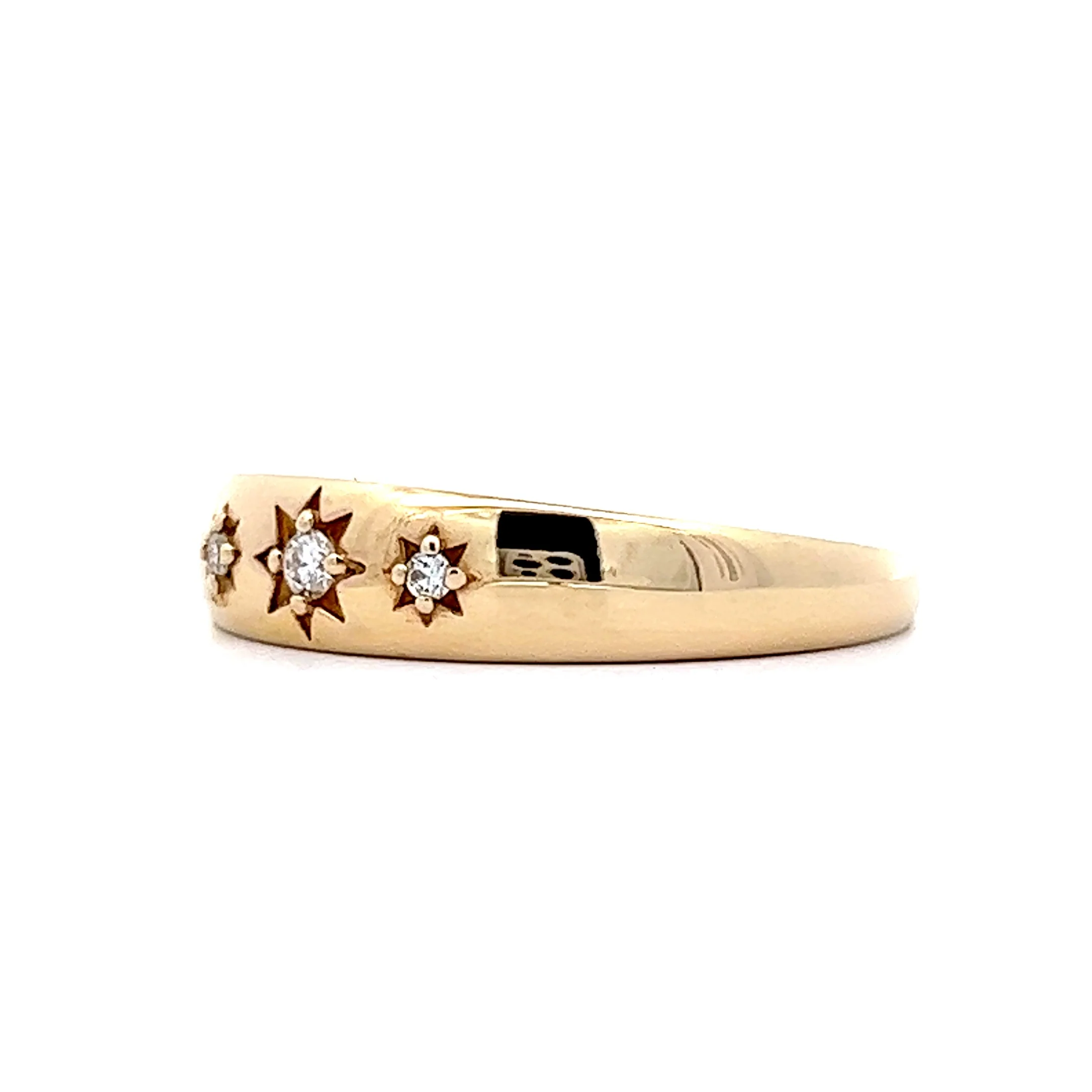 Starburst Diamond Stacking Ring in 14k Yellow Gold - Image 2