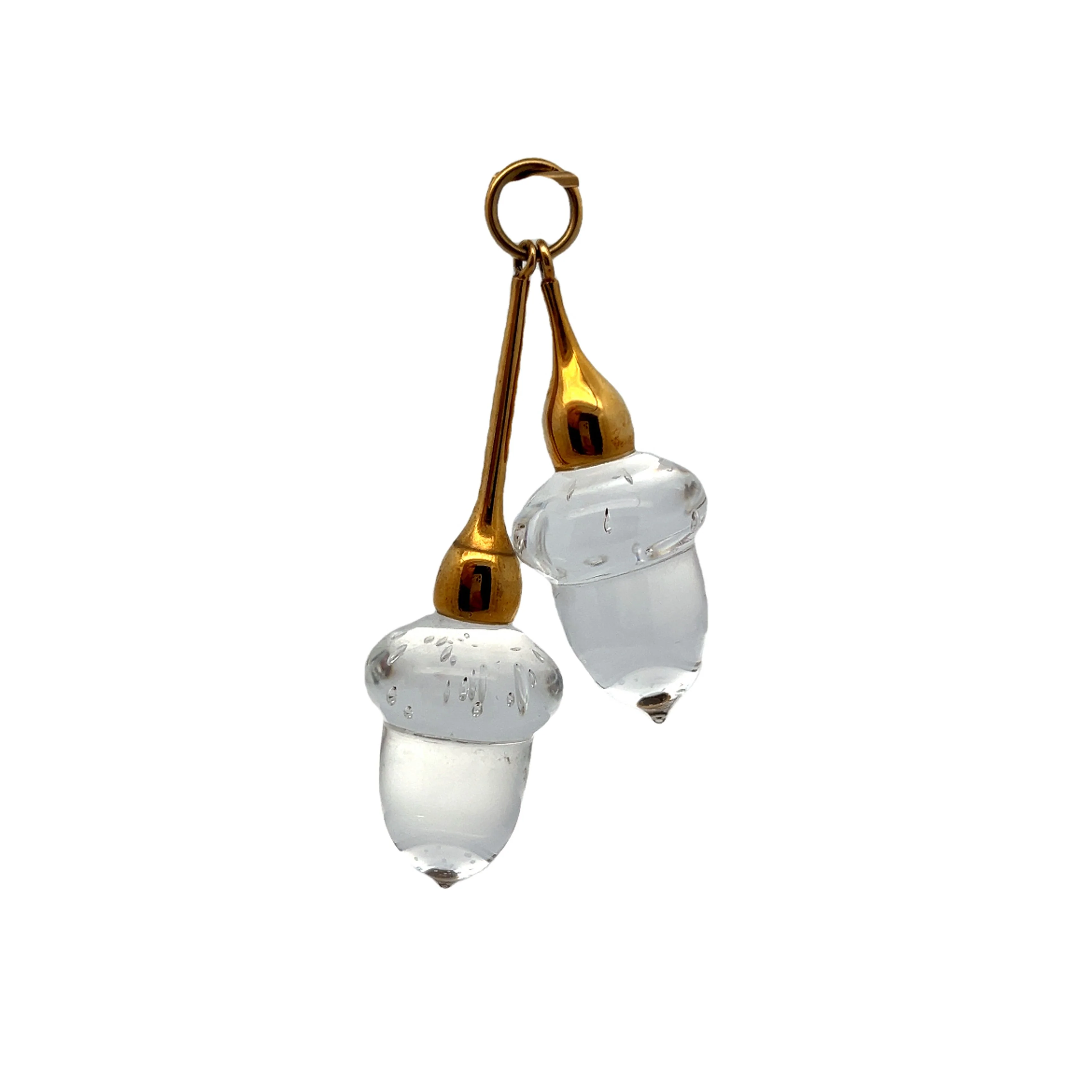 Steuben Glass Crystal Acorn Pendant in 14k - Image 3