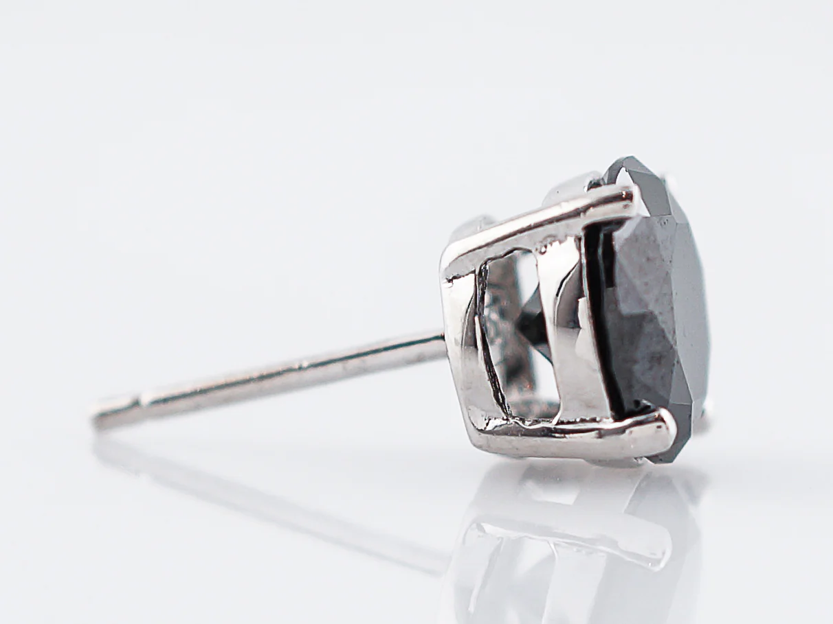 Stud Earrings Modern 5.20 Round Cut Dark Sapphire in Platinum - Image 4