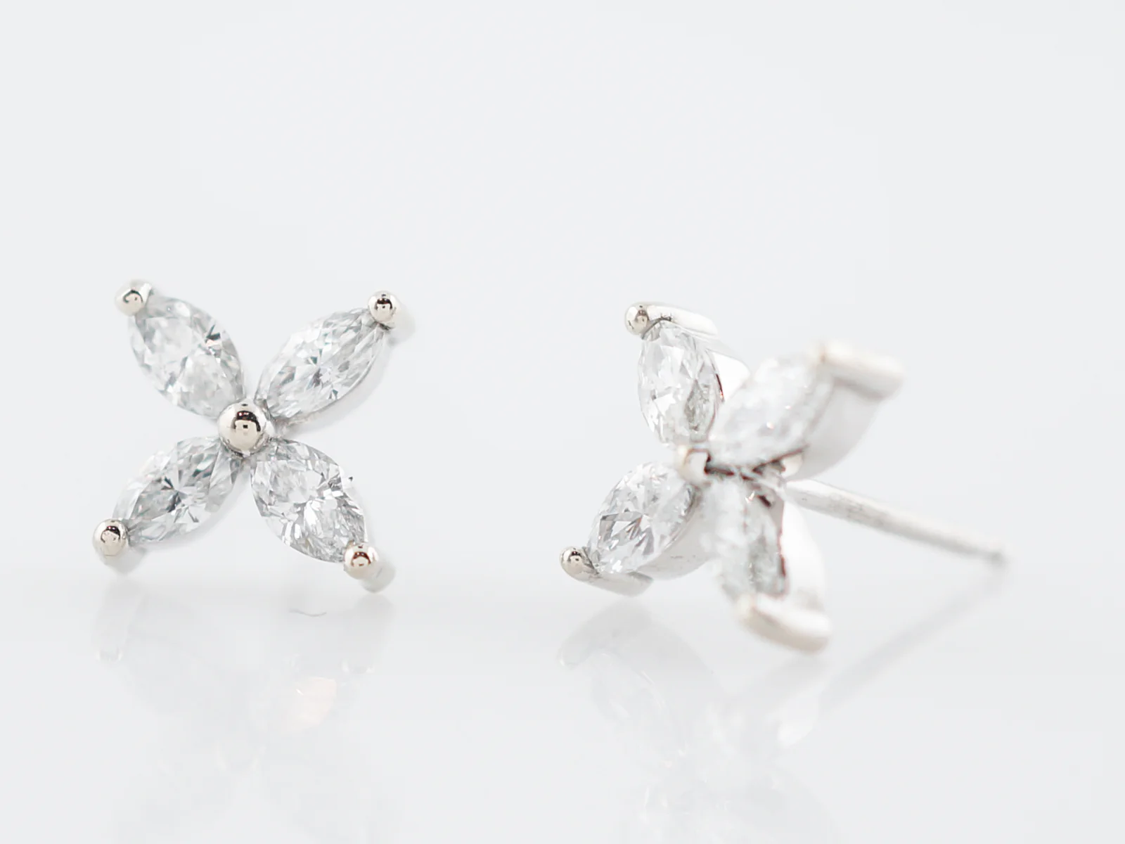 Earrings Modern .60 Marquise Cut Diamonds in 14k White Gold - Image 2