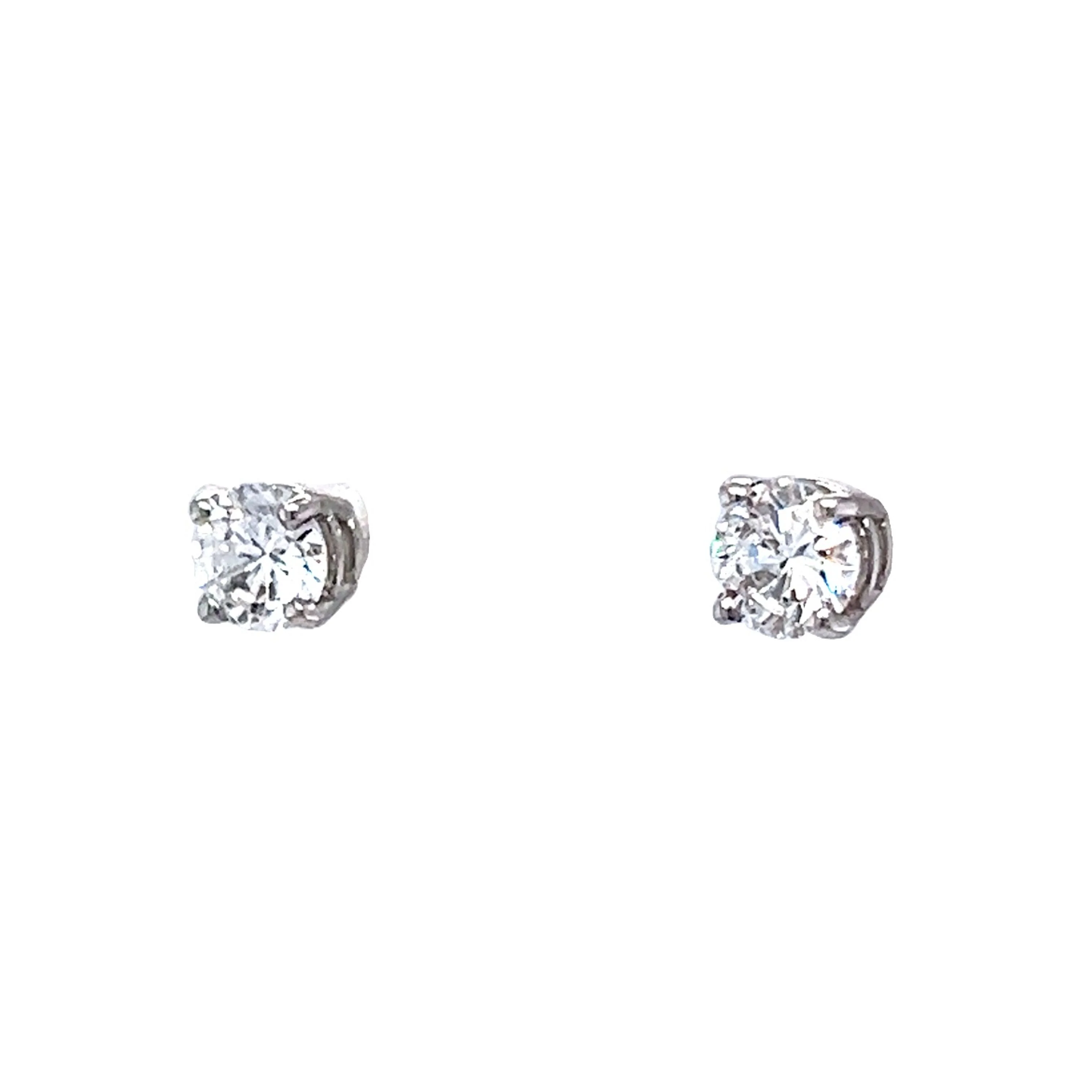 Stud Earrings w/ Round Brilliant Cut Diamonds in 14k - Image 2