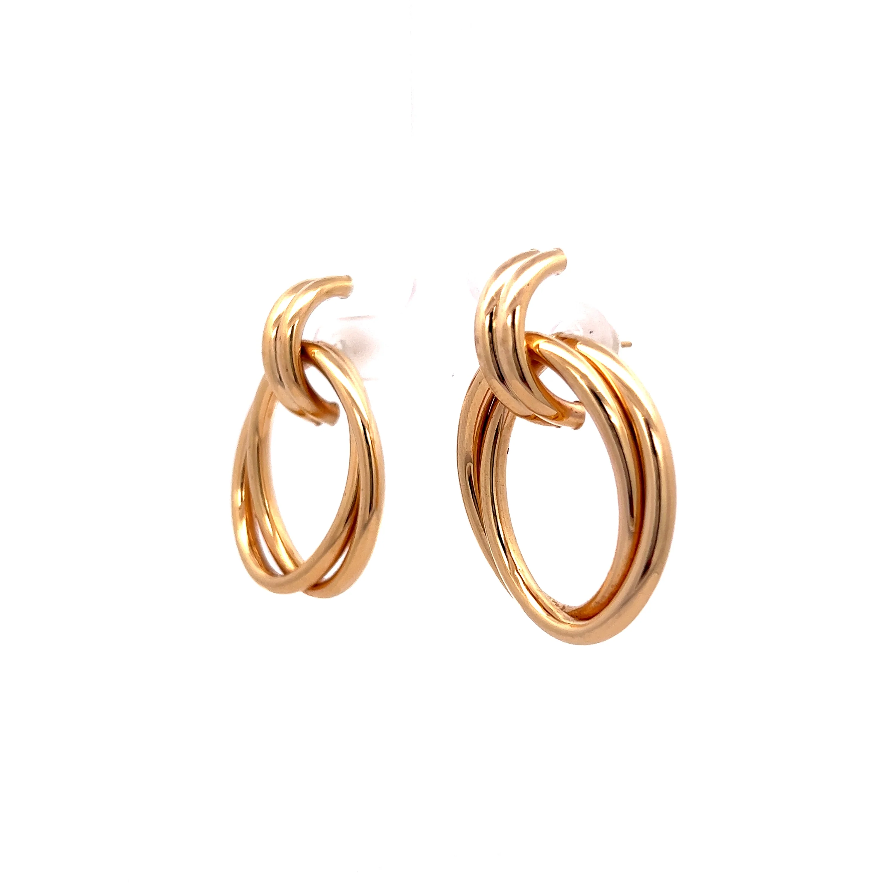 Double Loop Dangle Earrings in 14k Yellow Gold - Image 2