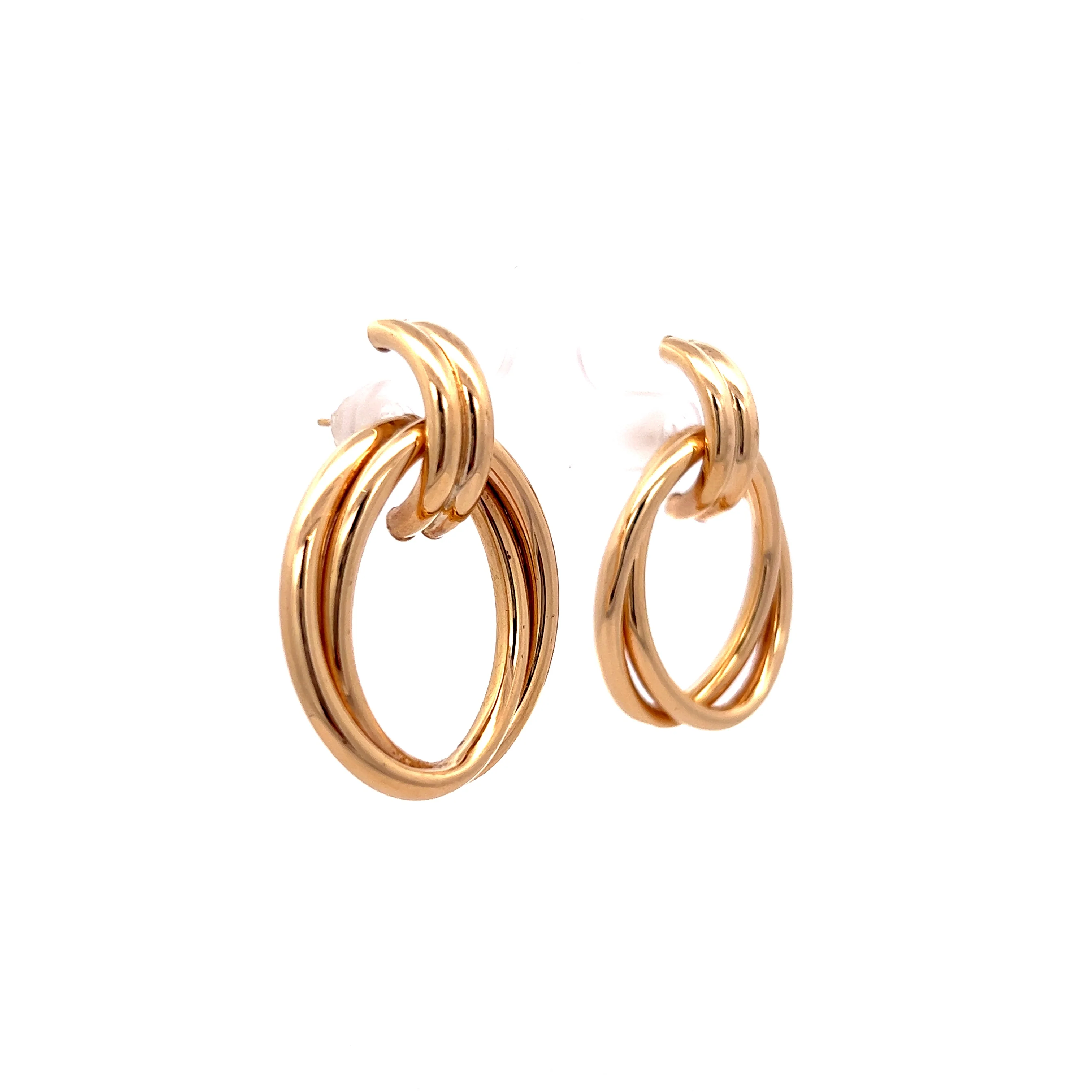 Double Loop Dangle Earrings in 14k Yellow Gold - Image 3