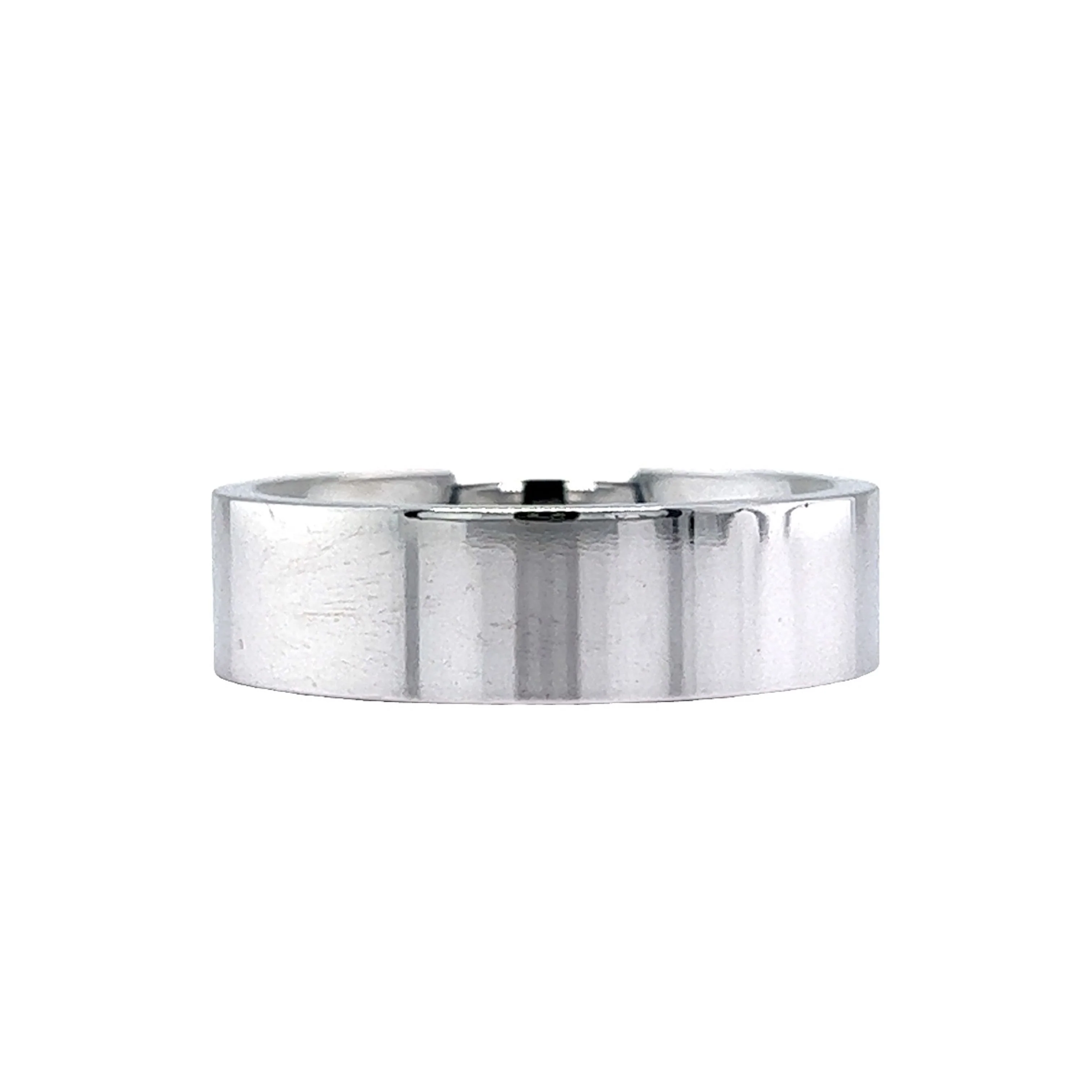 Men's Flat Comfort Fit Wedding Band in 14k White Gold