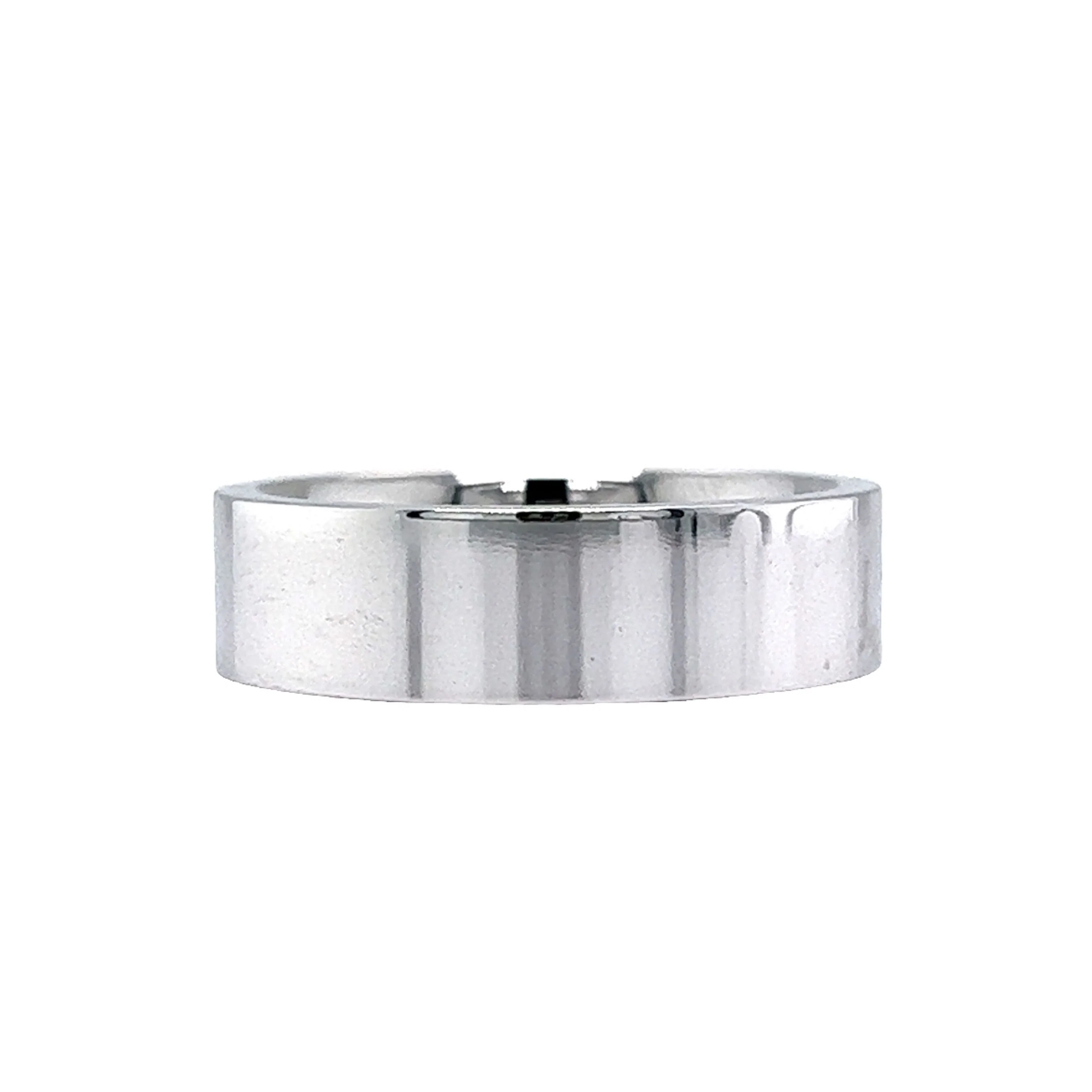 Men's Flat Comfort Fit Wedding Band in 14k White Gold - Image 2