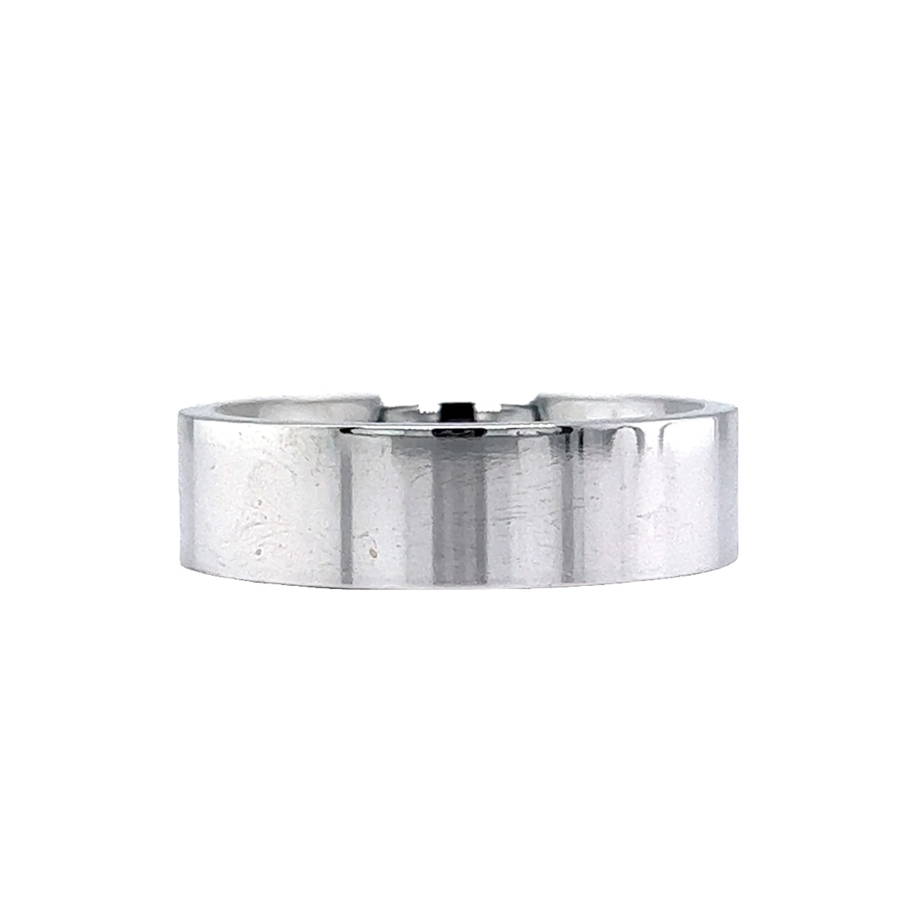 Men's Flat Comfort Fit Wedding Band in 14k White Gold - Image 3
