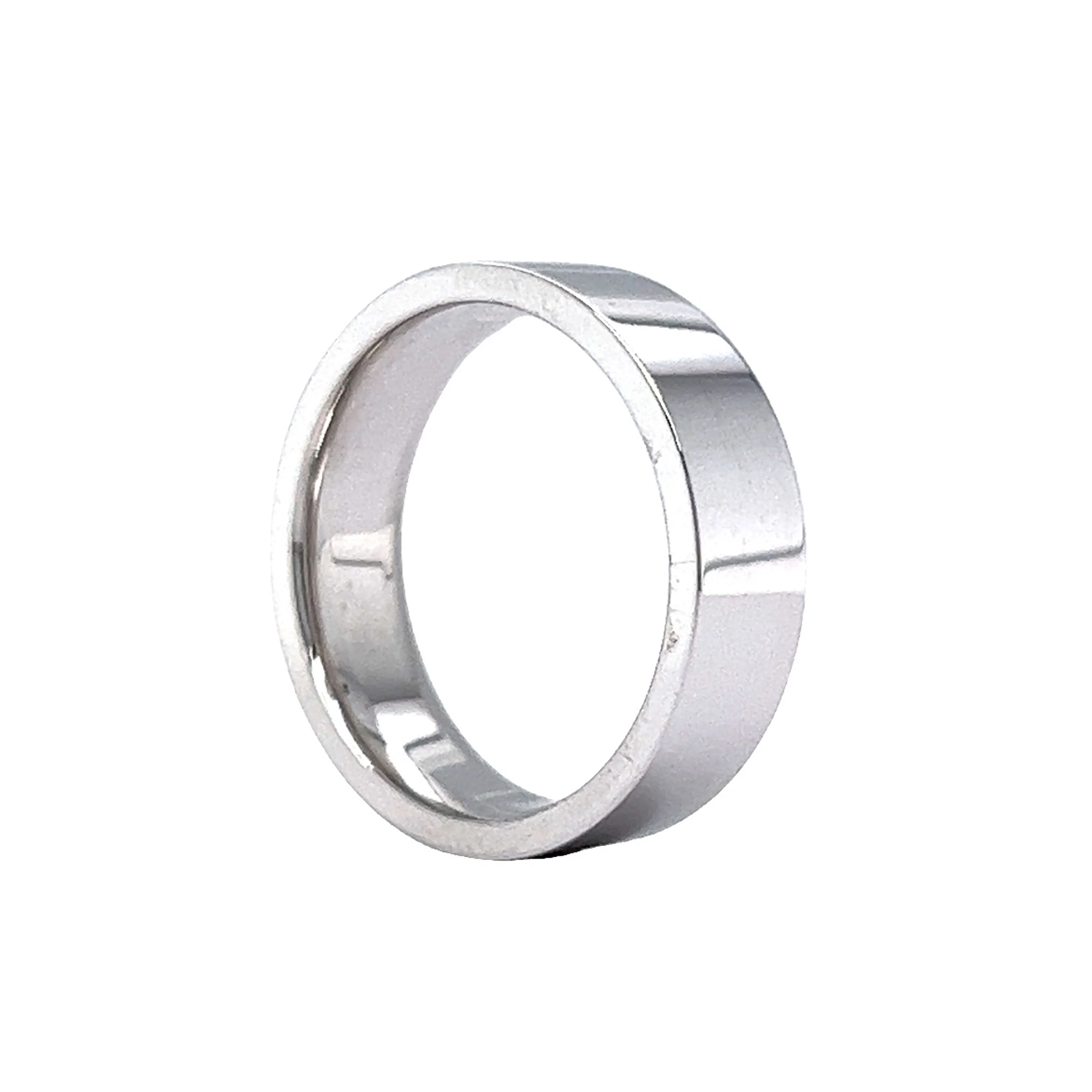 Men's Flat Comfort Fit Wedding Band in 14k White Gold - Image 5