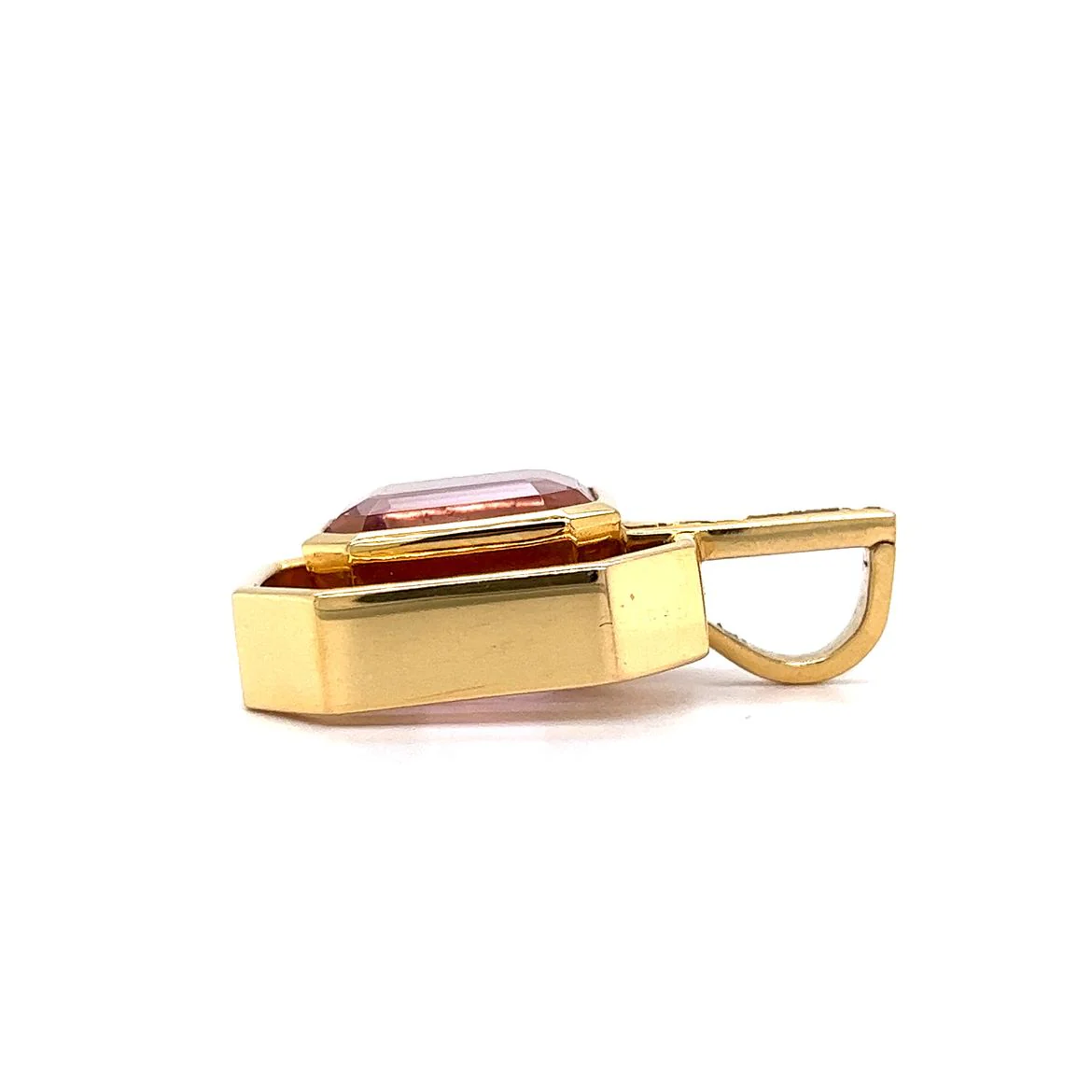 Susan Sadler Kunzite & Diamond Pendant in 18k Yellow Gold - Image 3