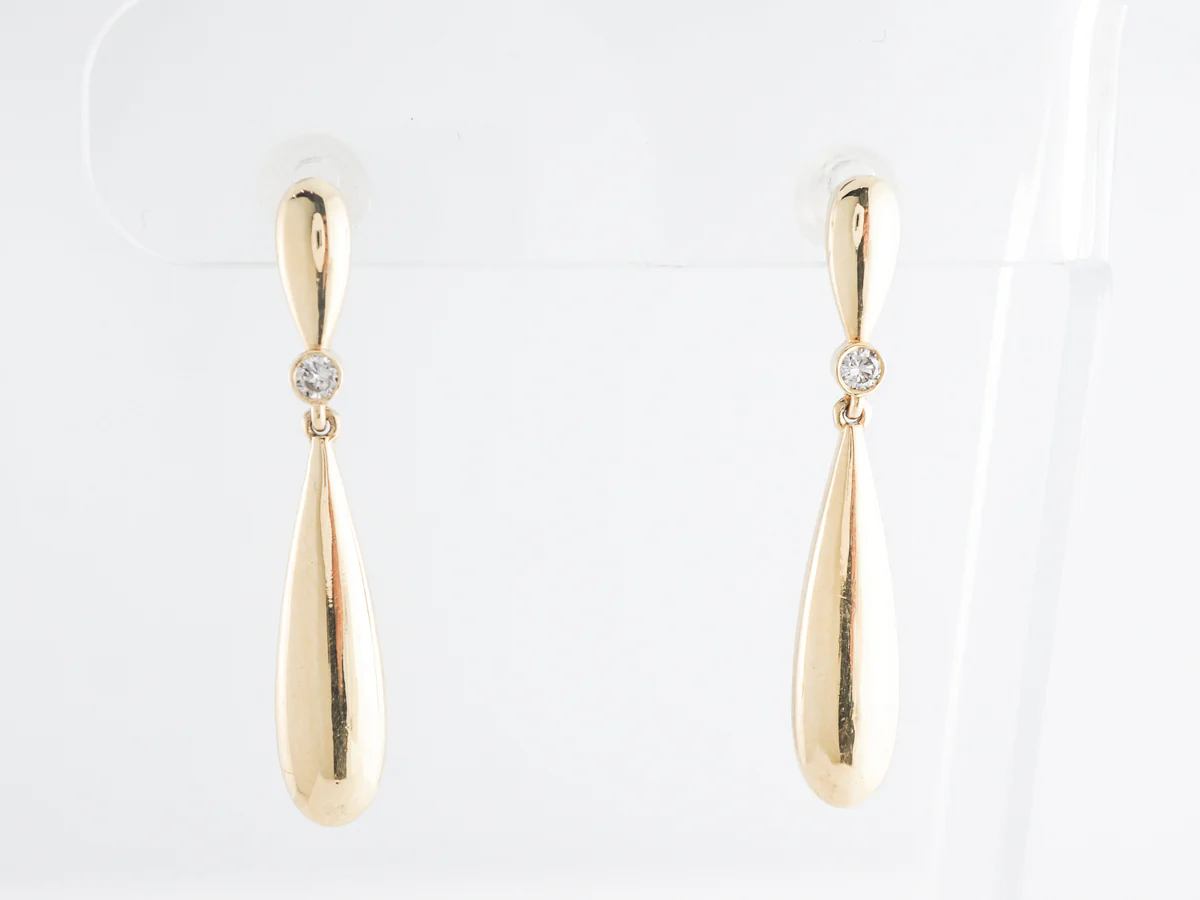 Teardrop Diamond Earrings in 14k Yellow Gold