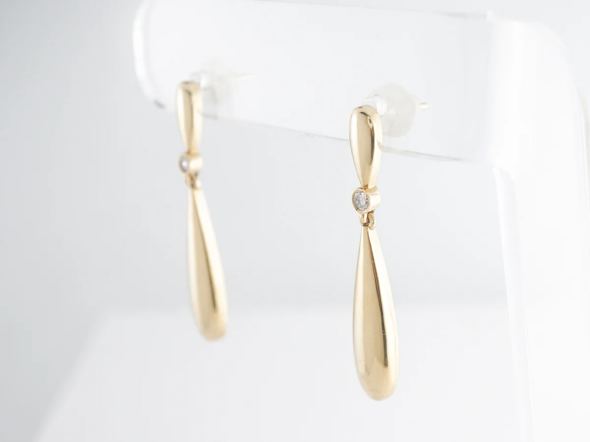 Teardrop Diamond Earrings in 14k Yellow Gold - Image 2
