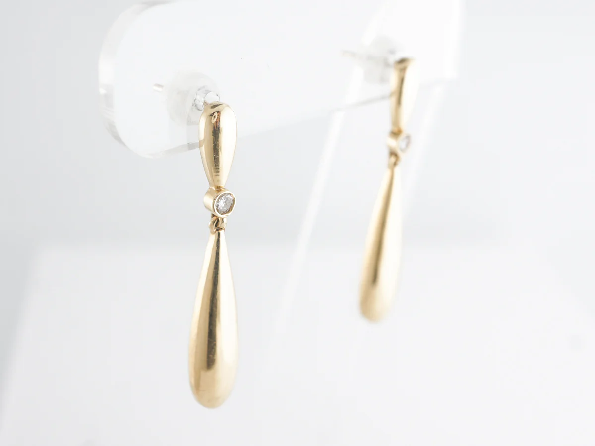 Teardrop Diamond Earrings in 14k Yellow Gold - Image 3