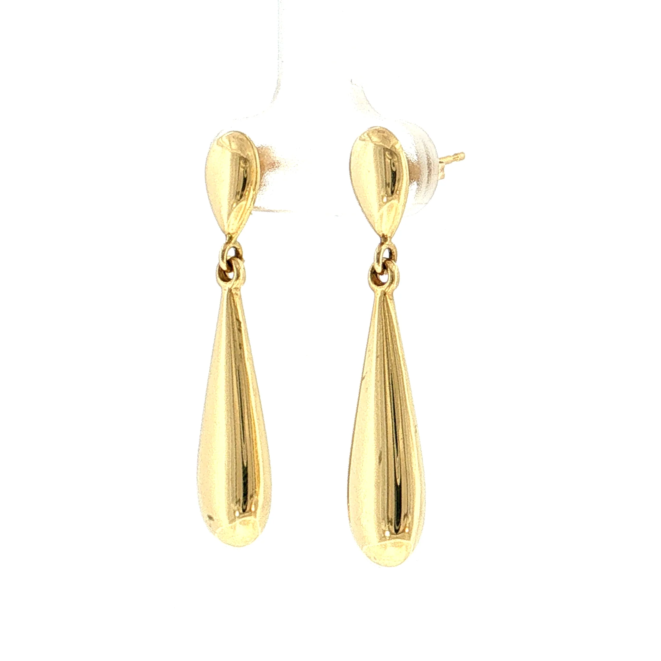 Teardrop Drop Earrings 14k Yellow Gold - Image 2