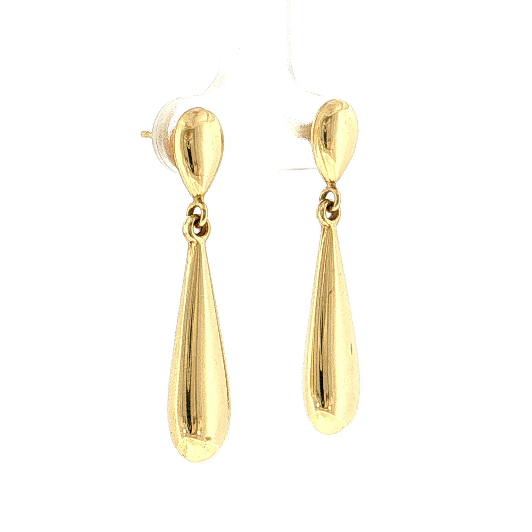 Teardrop Drop Earrings 14k Yellow Gold - Image 3