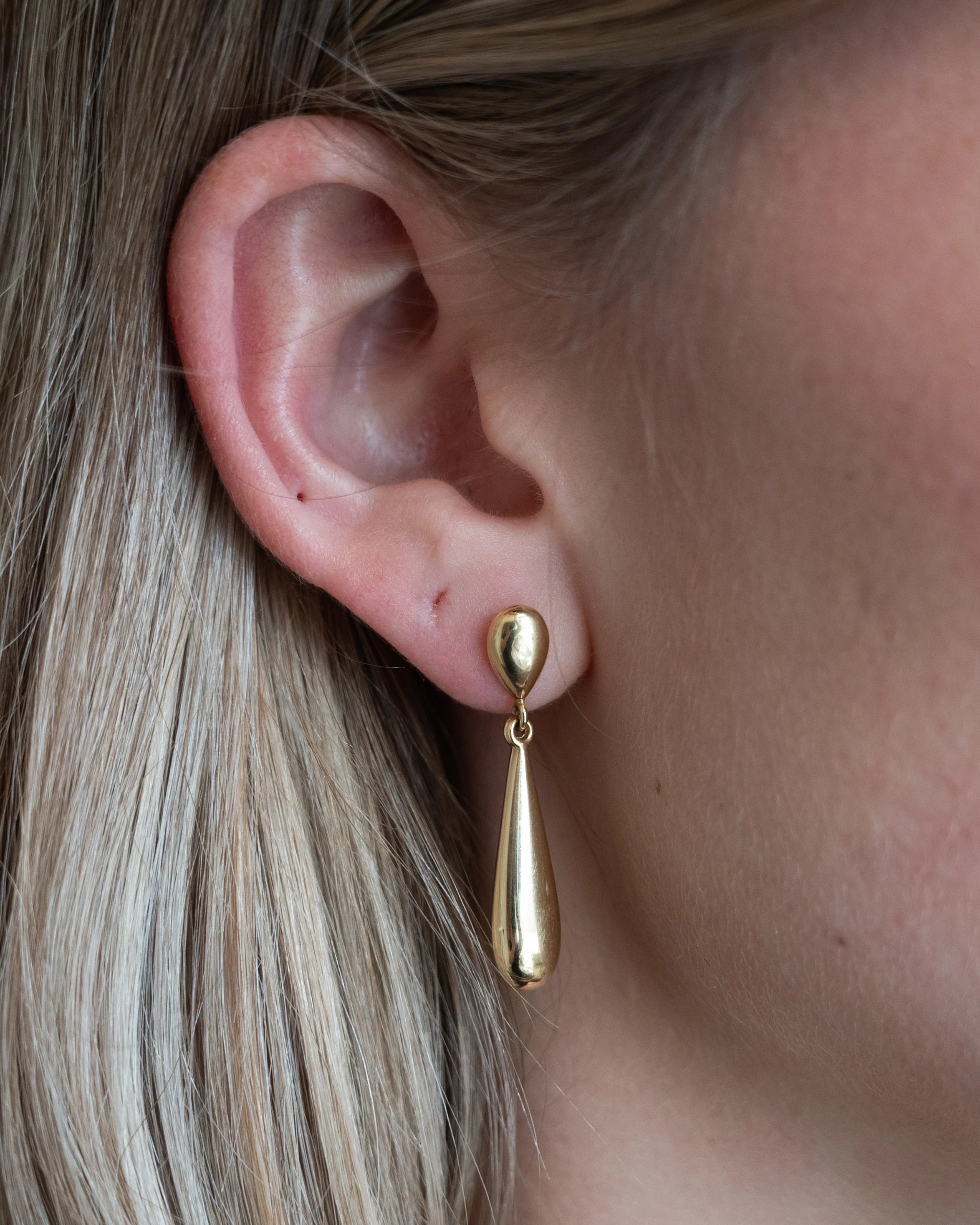 Teardrop Drop Earrings 14k Yellow Gold - Image 4