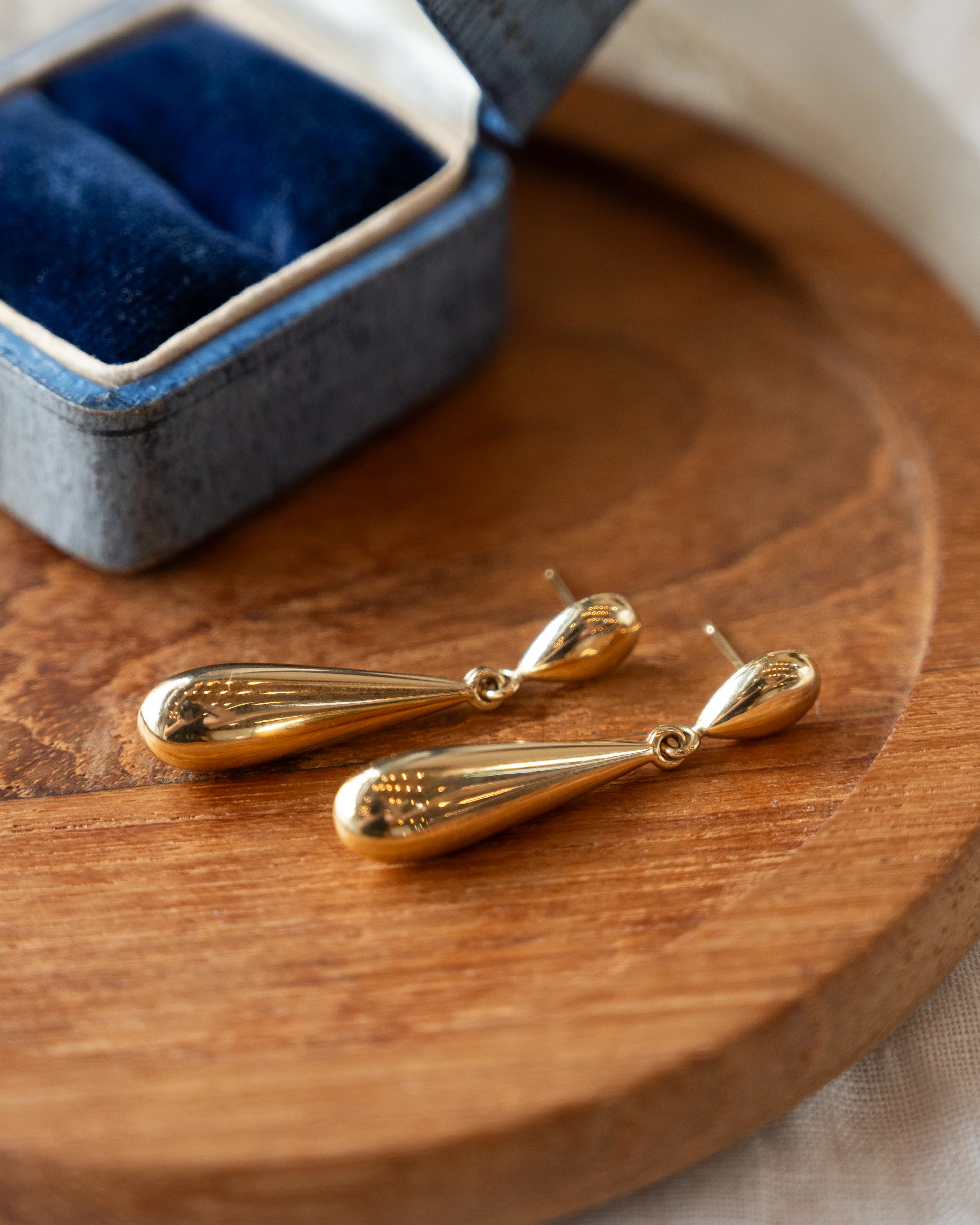 Teardrop Drop Earrings 14k Yellow Gold - Image 5