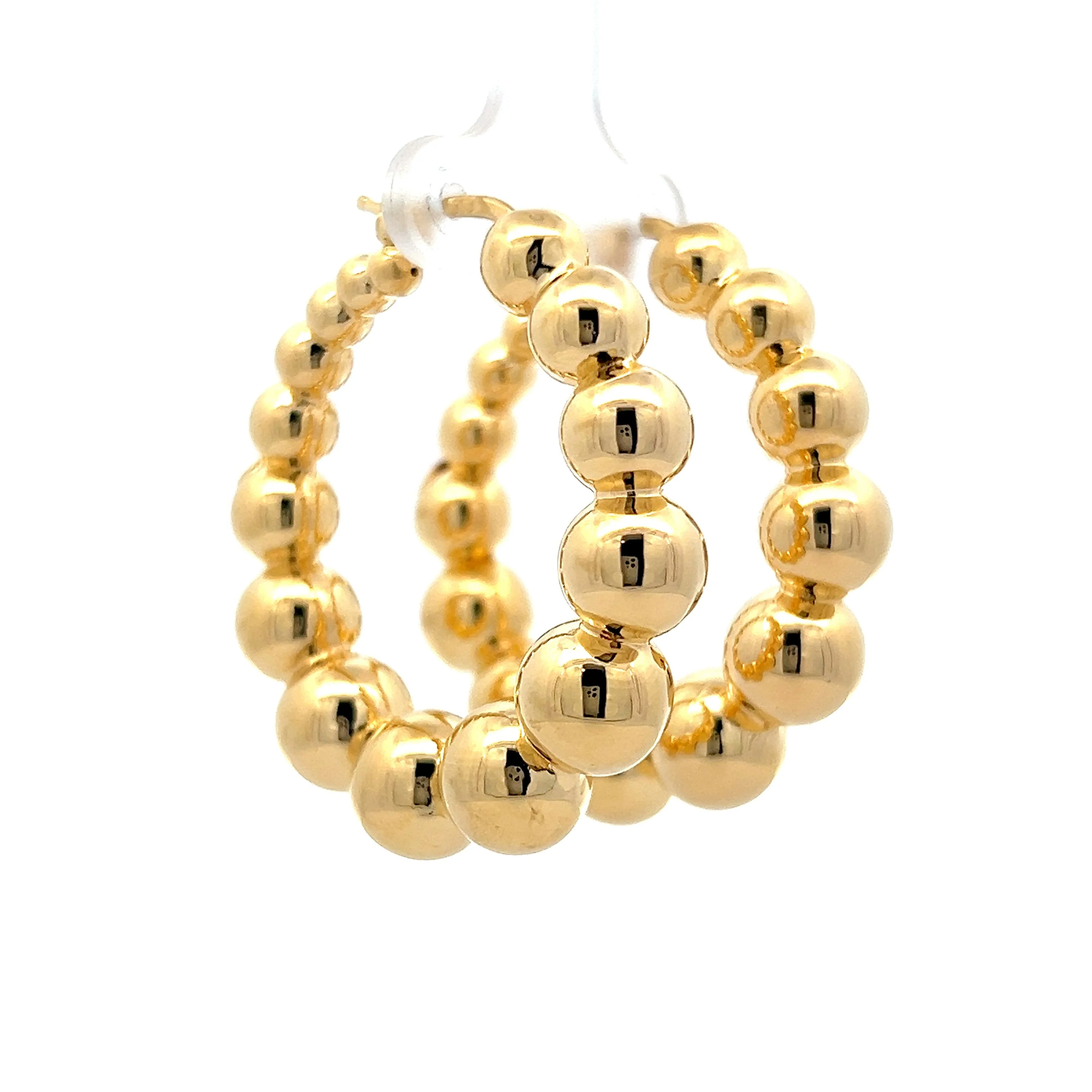 Textured Bubble Hoop Earrings in 18k Yellow Gold - Image 3