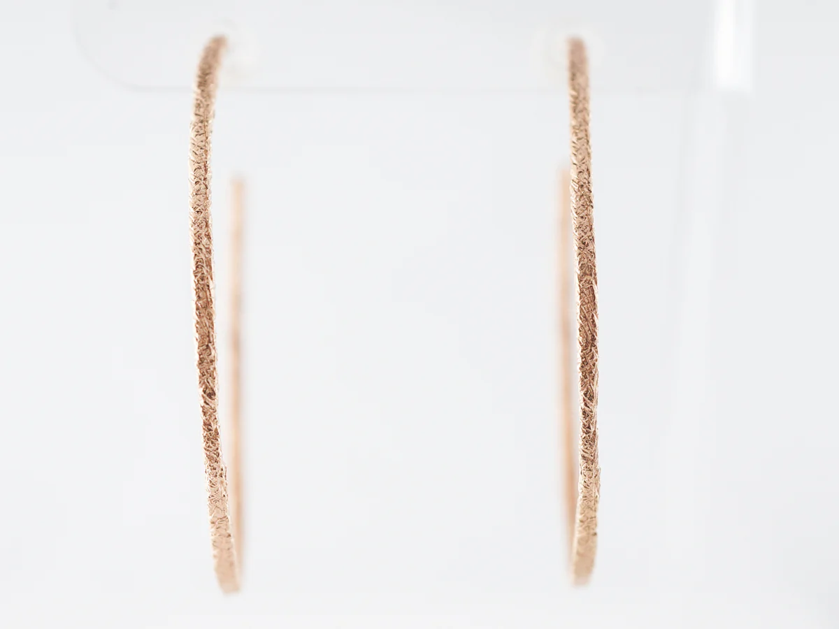 Textured Hoop Earrings in 18 Karat Rose Gold