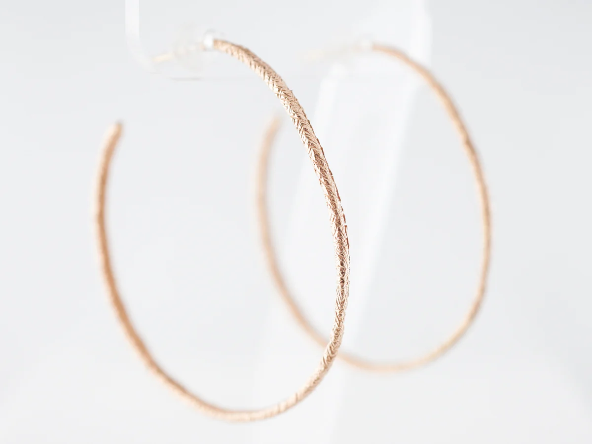 Textured Hoop Earrings in 18 Karat Rose Gold - Image 2