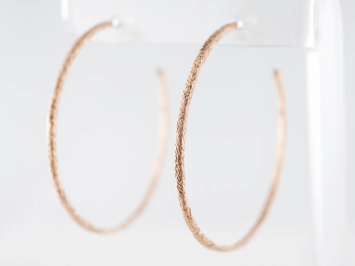 Textured Hoop Earrings in 18 Karat Rose Gold - Image 3