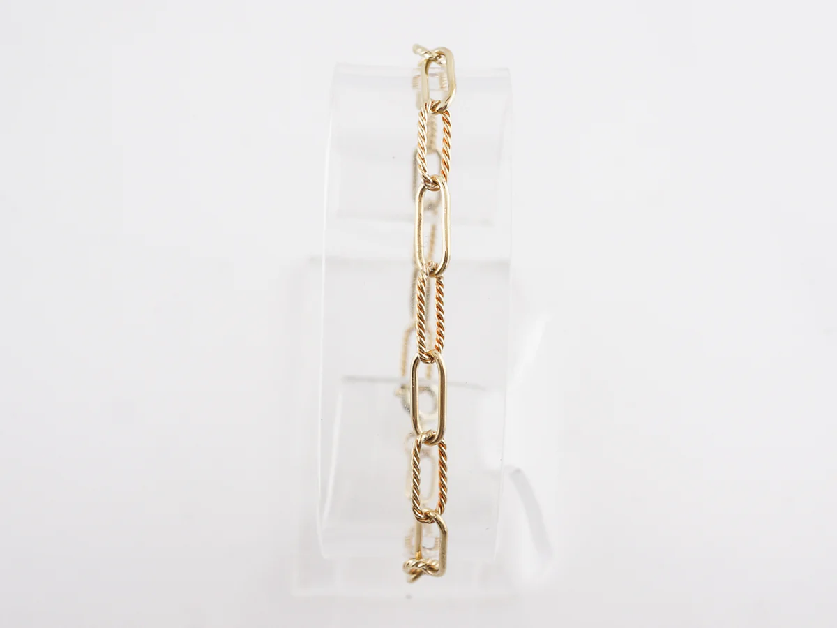 Textured Paperclip Link Bracelet in 18k Yellow Gold