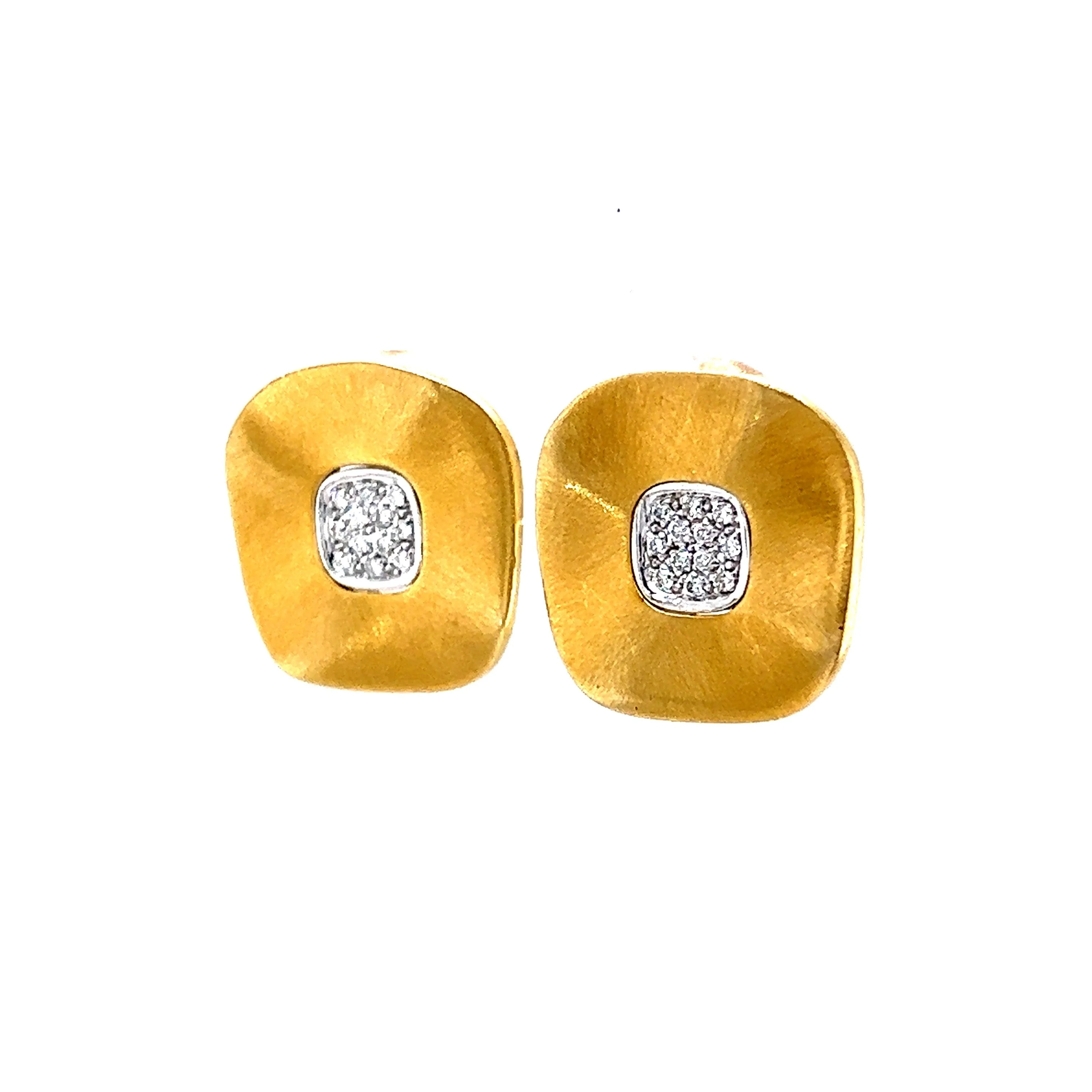 Textured Square Pave Diamond Earring Studs in 14k Gold - Image 2