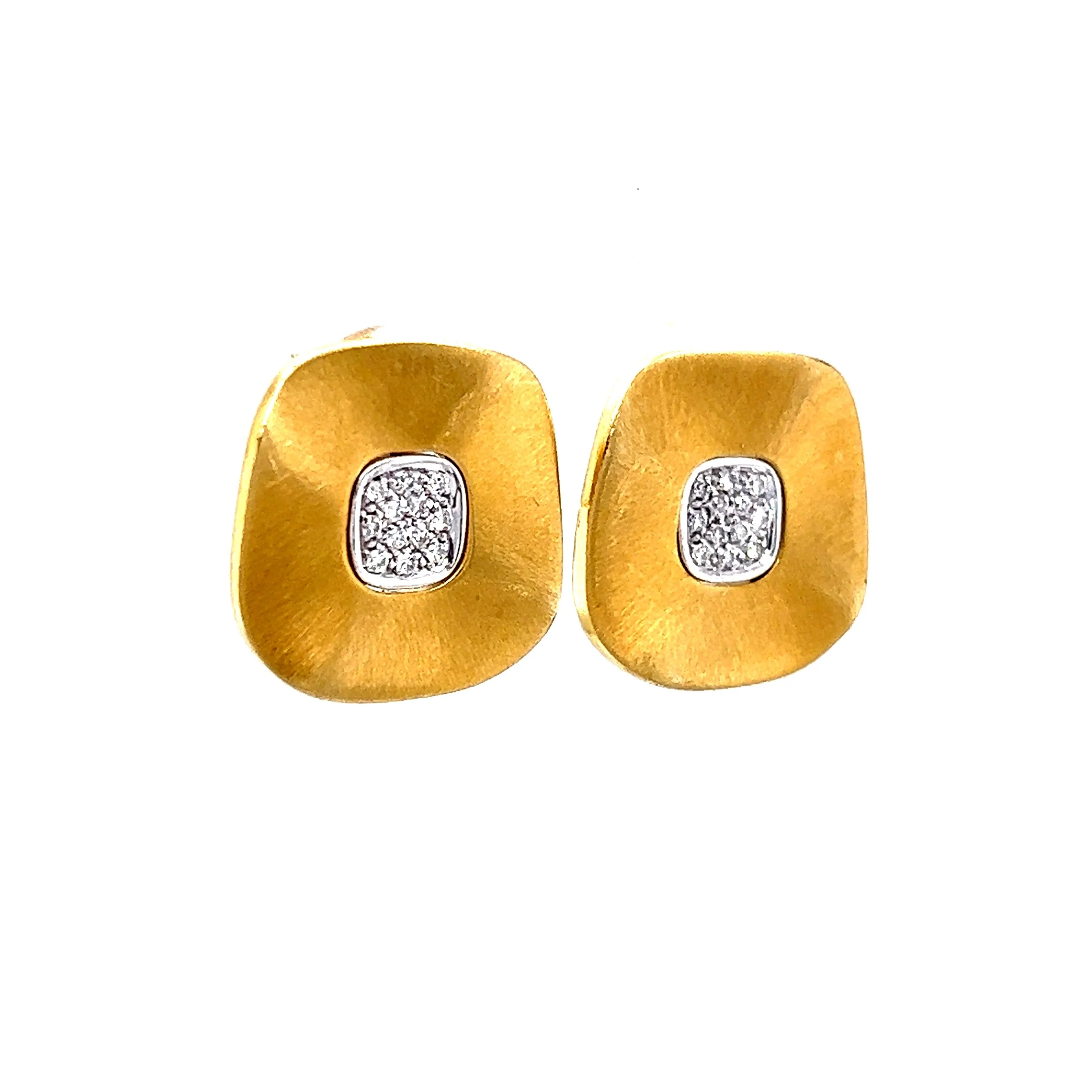 Textured Square Pave Diamond Earring Studs in 14k Gold - Image 3