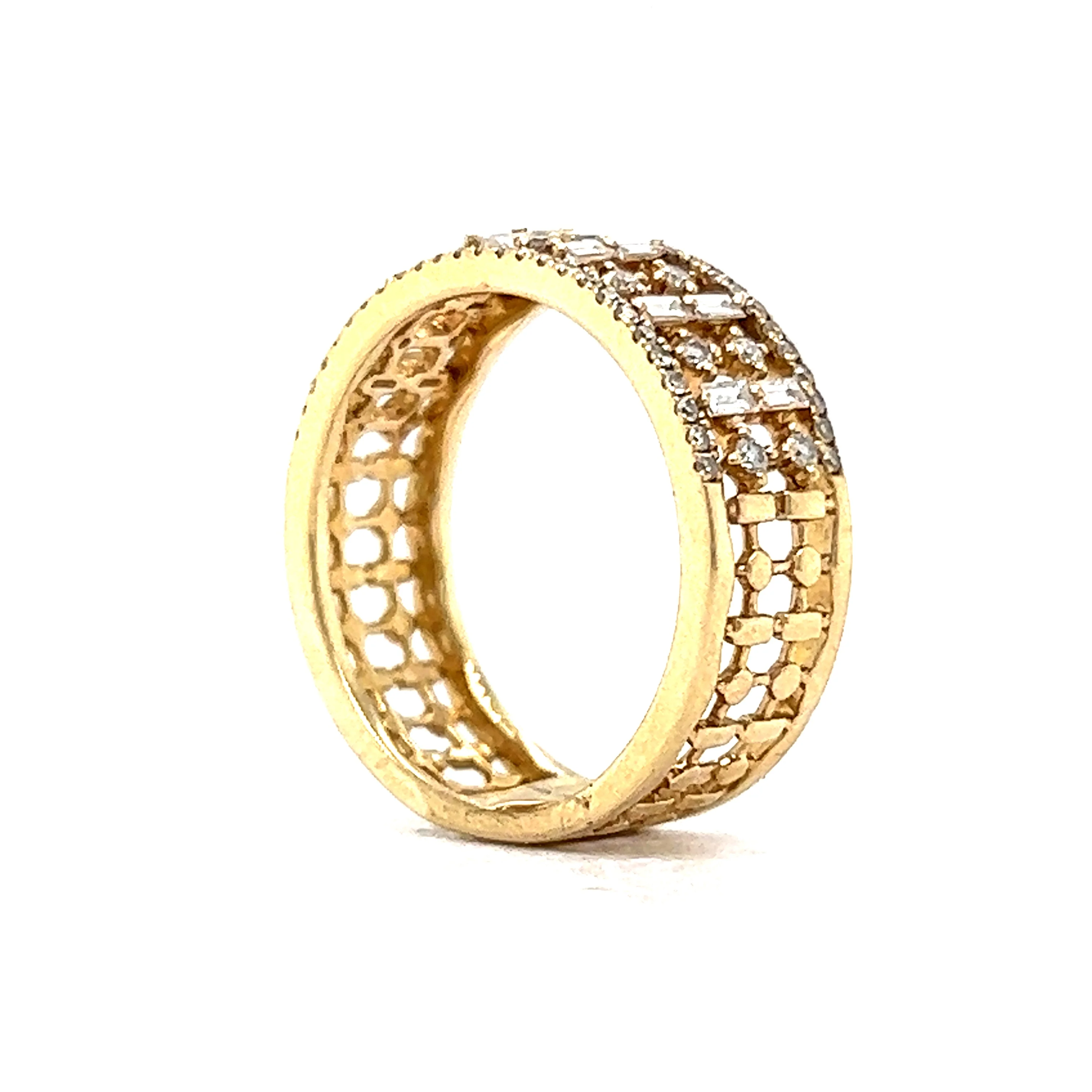 Thick Pave Diamond Cocktail Ring 14k Yellow Gold - Image 5