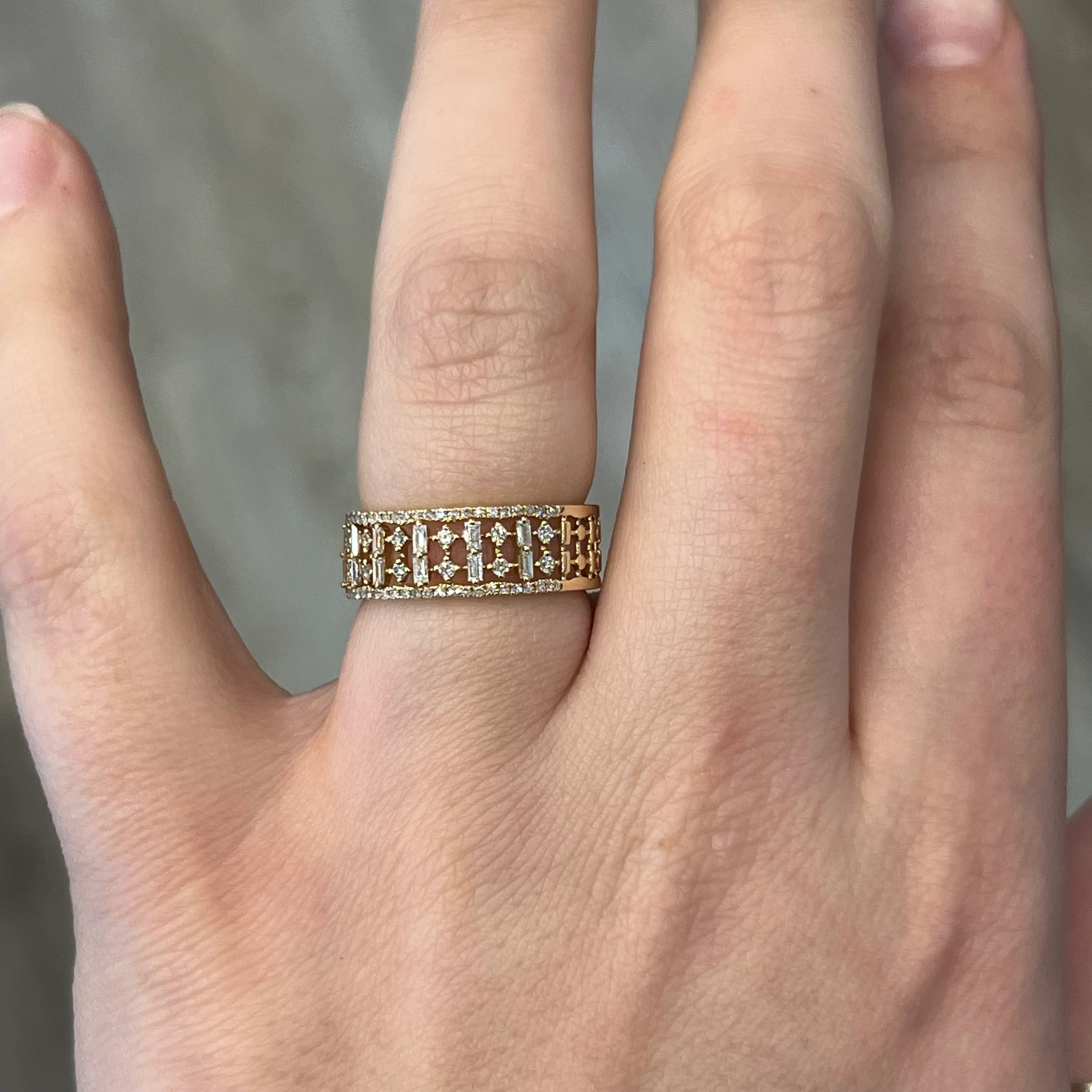 Thick Pave Diamond Cocktail Ring 14k Yellow Gold - Image 6