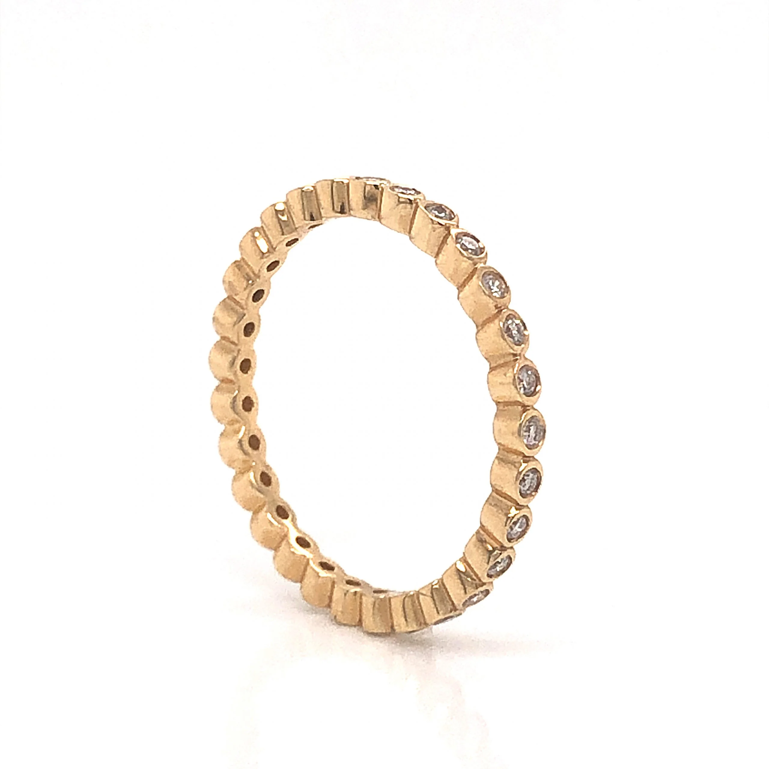 Thin Bezel Set Diamond Eternity Band in 14k Yellow Gold - Image 4