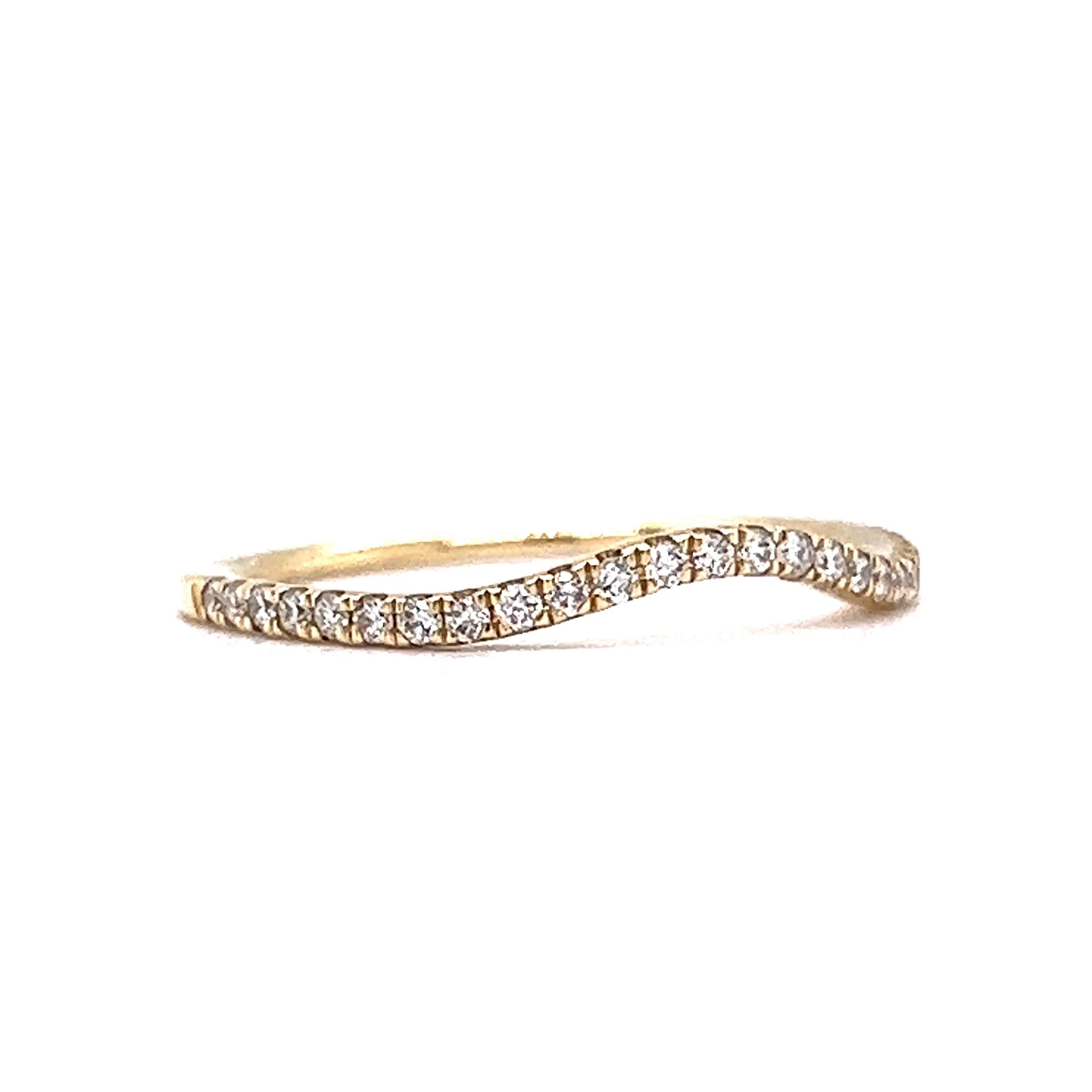 Thin Curved Diamond Wedding Band in 14k Yellow Gold - Image 3