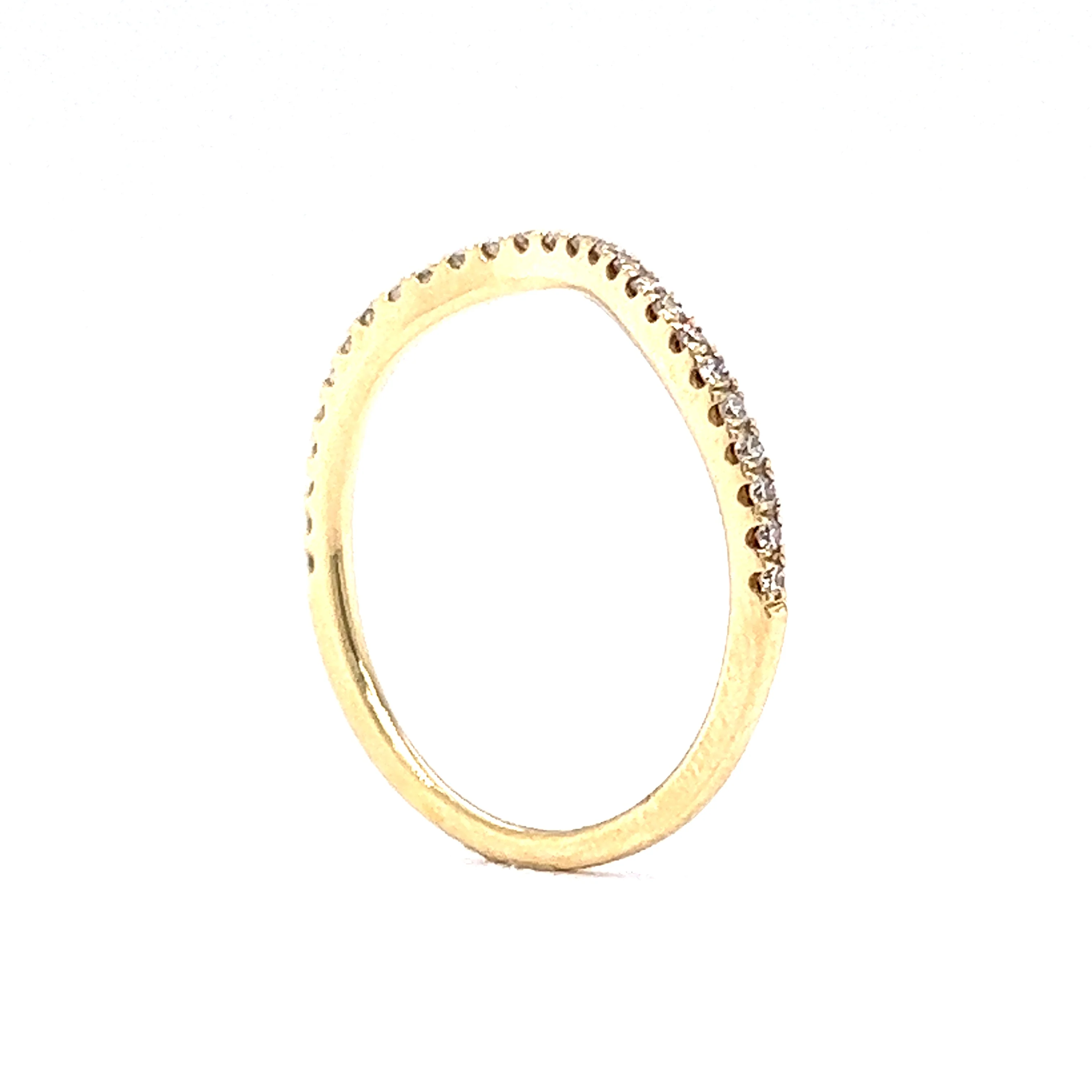 Thin Curved Diamond Wedding Band in 14k Yellow Gold - Image 5