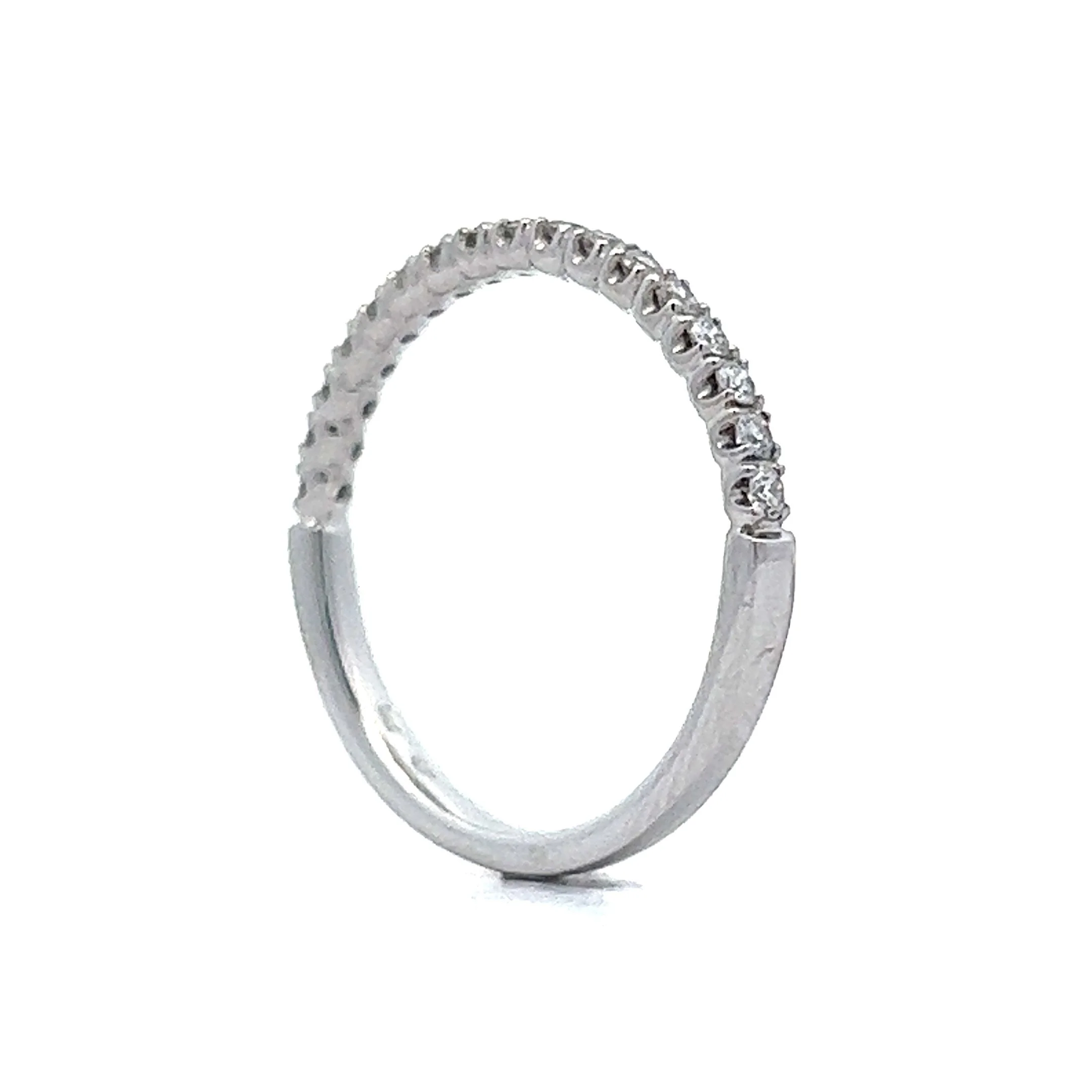 Thin Diamond Wedding Band in 14k White Gold - Image 5