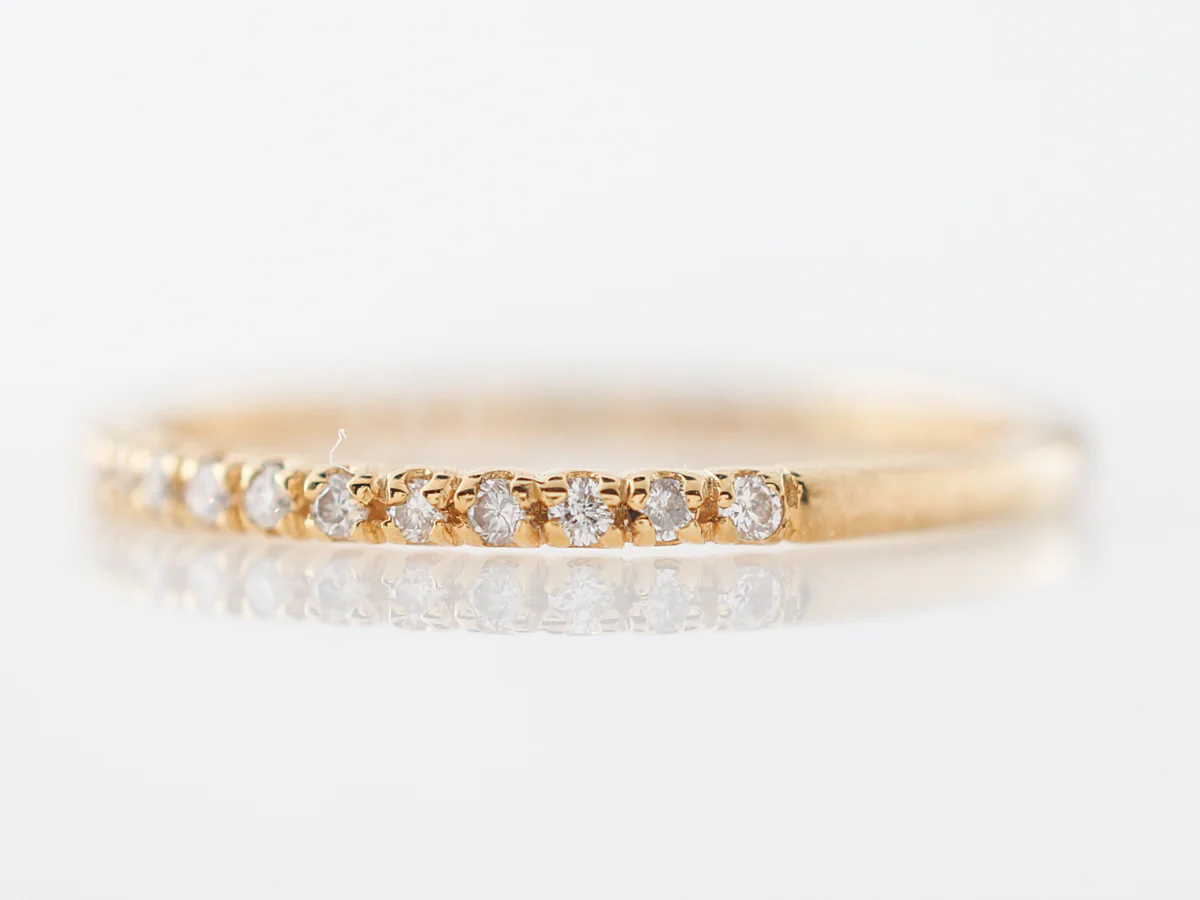 Thin Diamond Wedding Band in 14k Yellow Gold - Image 2