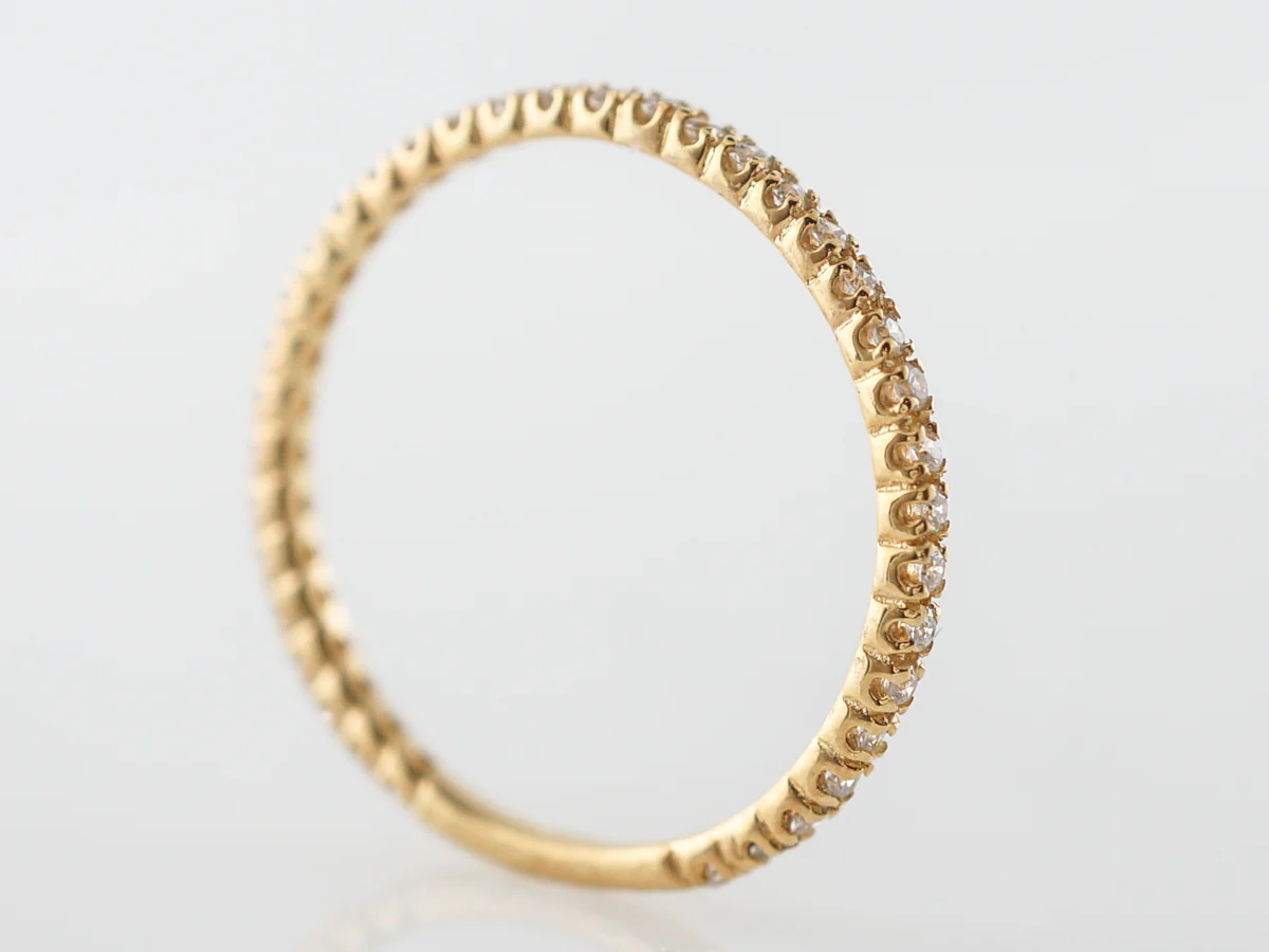 Thin Diamond Wedding Band in 14k Yellow Gold - Image 5