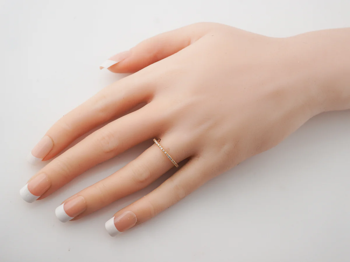 Thin Diamond Wedding Band in 14k Yellow Gold - Image 7