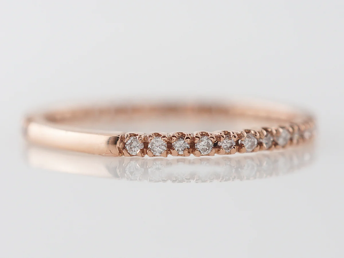 Thin Rose Gold Diamond Wedding Band in 14k - Image 3