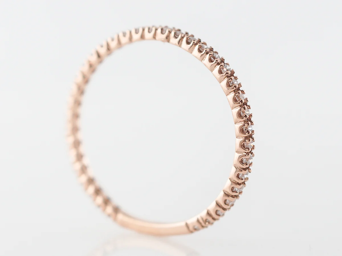 Thin Rose Gold Diamond Wedding Band in 14k - Image 5