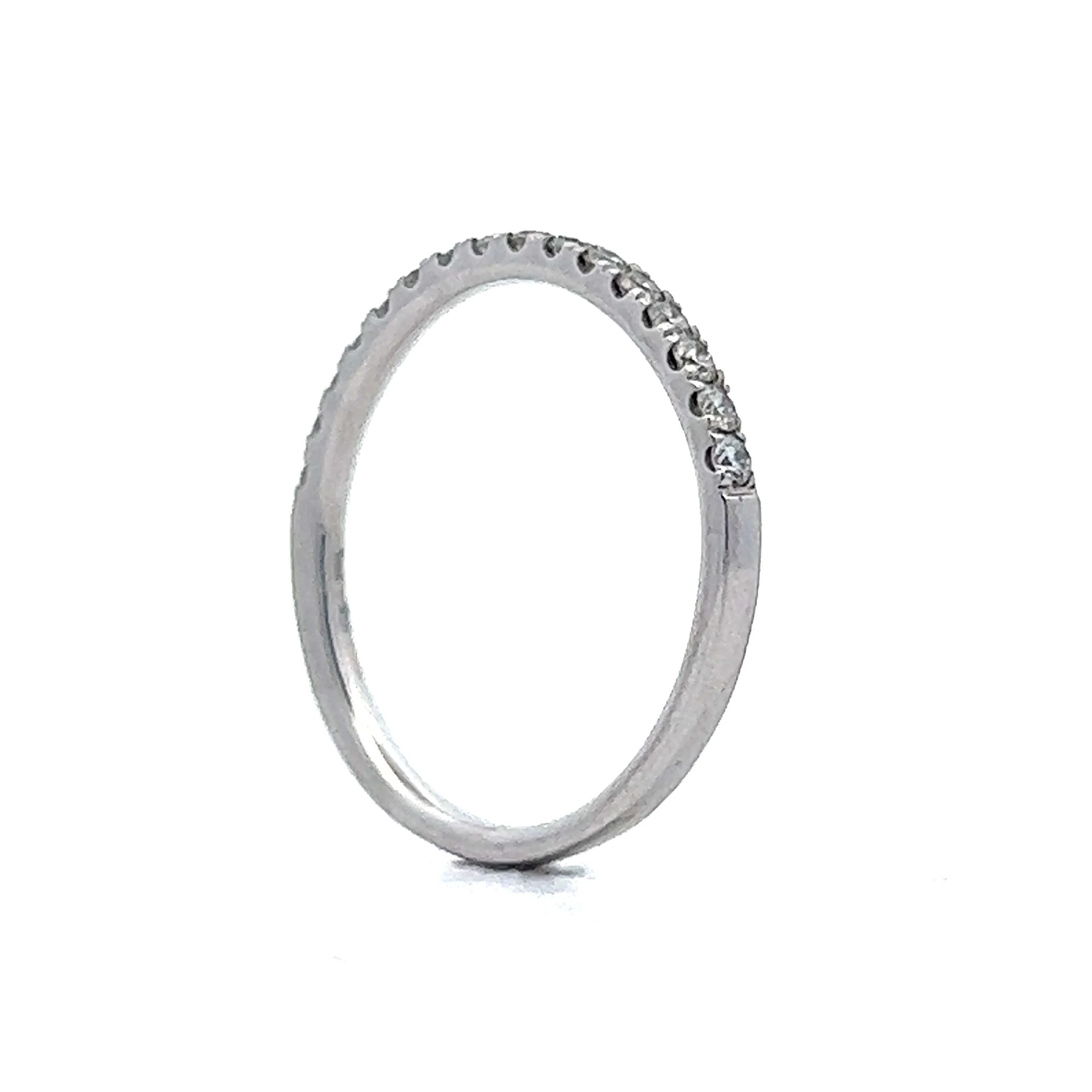 Thin Stacking Band w/ Diamonds in 14k White Gold - Image 5